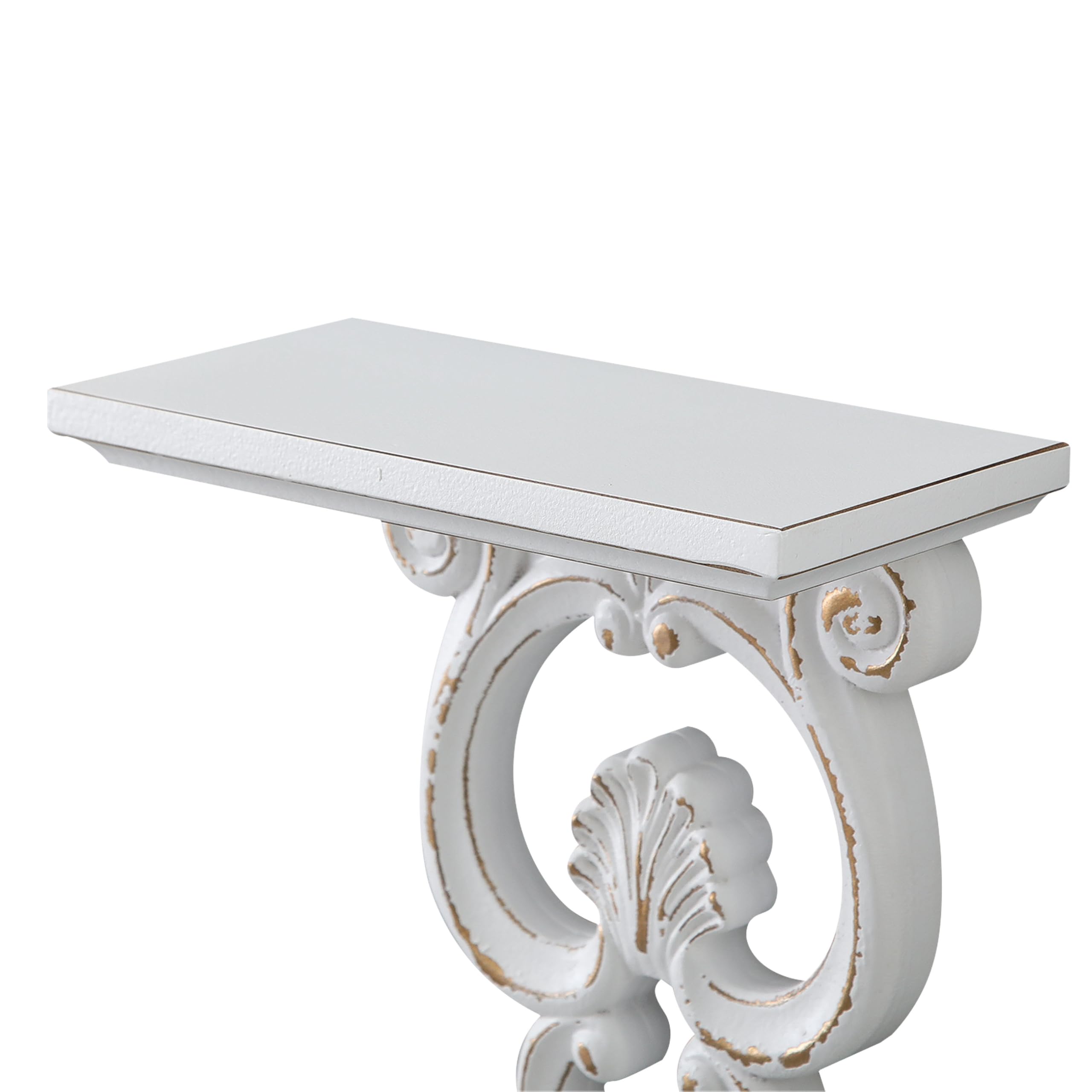 Vintage Petite Etagere Murale Blanche Or, Glam Etagere Murale Bois, Etageres Mmurales pour Chambre, Salon, Couloir