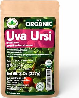 USDA Organic Wildcrafted Uva Ursi Loose Leaf Tea - 8oz Bearberry Leaves (Arctostaphylos Uva-Ursi) Herbal Tea from North Macedonia