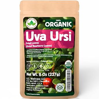 Organic Uva Ursi Dried Leaves - 8Oz REAL WILD HARVEST | 100% USDA Certified Organic | Loose Leaf Arctostaphylos Uva-Ursi aka Bearberry Leaves aka Kinnikinnick |Herbal Tea | Packaged in The USA