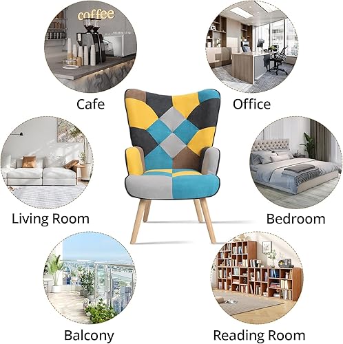 Miniatura 7 de Silla decorativa con otomana, sillas decorativas para sala de estar con respaldo alto y reposabrazos, cómodo sillón para sofá, silla de lectura para