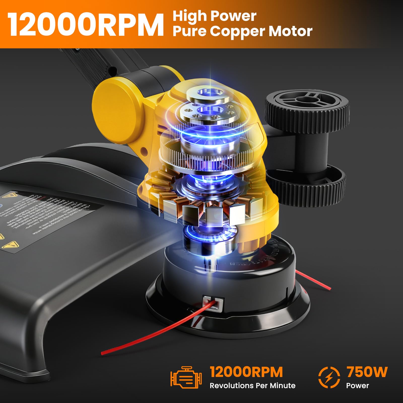 Akumulatorowa podkaszarka kompatybilna z akumulatorem Dewalt 20 V MAX, 5-w-1 elektryczna podkaszarka bez szczotek, składana pod kątem 180°, kąt przycinania 90° do przycinania trawników, ogrodu i