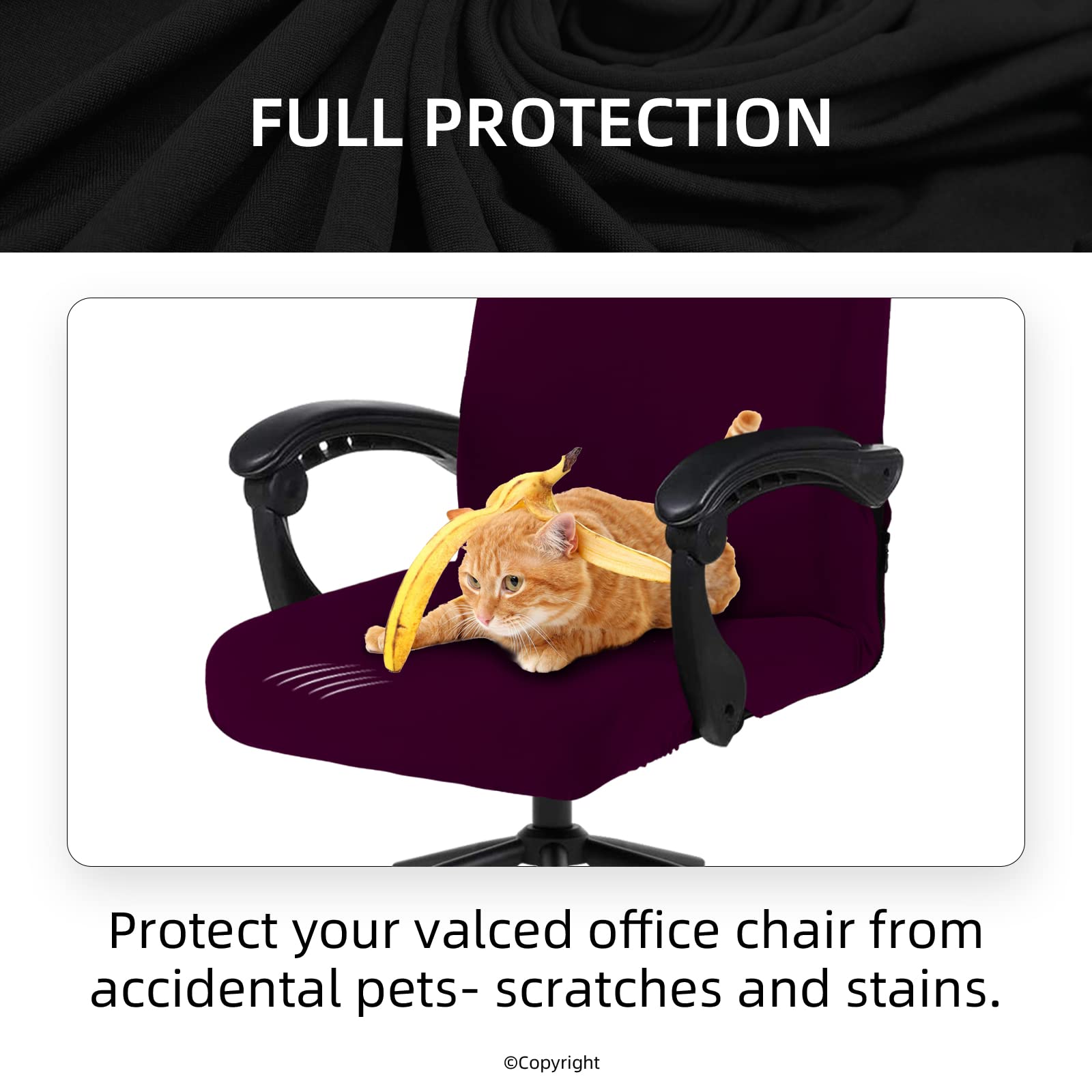 Funda elástica impermeable para silla de oficina con zíper duradero – Universal, lavable, extraíble, de licra, para silla giratoria – Protector de silla de escritorio suave para polvo, perros, gatos, mascotas (color negro) 4