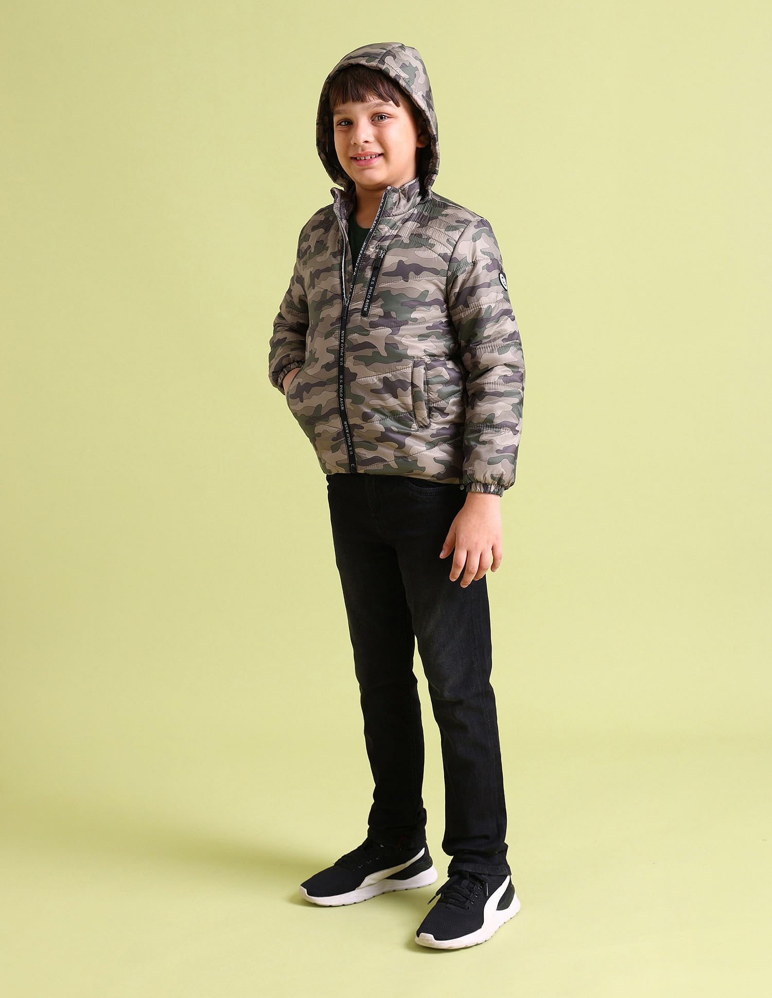 U.S. Polo Assn. Kids Regular fit Polyester Hooded Jackets (UKJCK0082_Green_8-9Y) 3