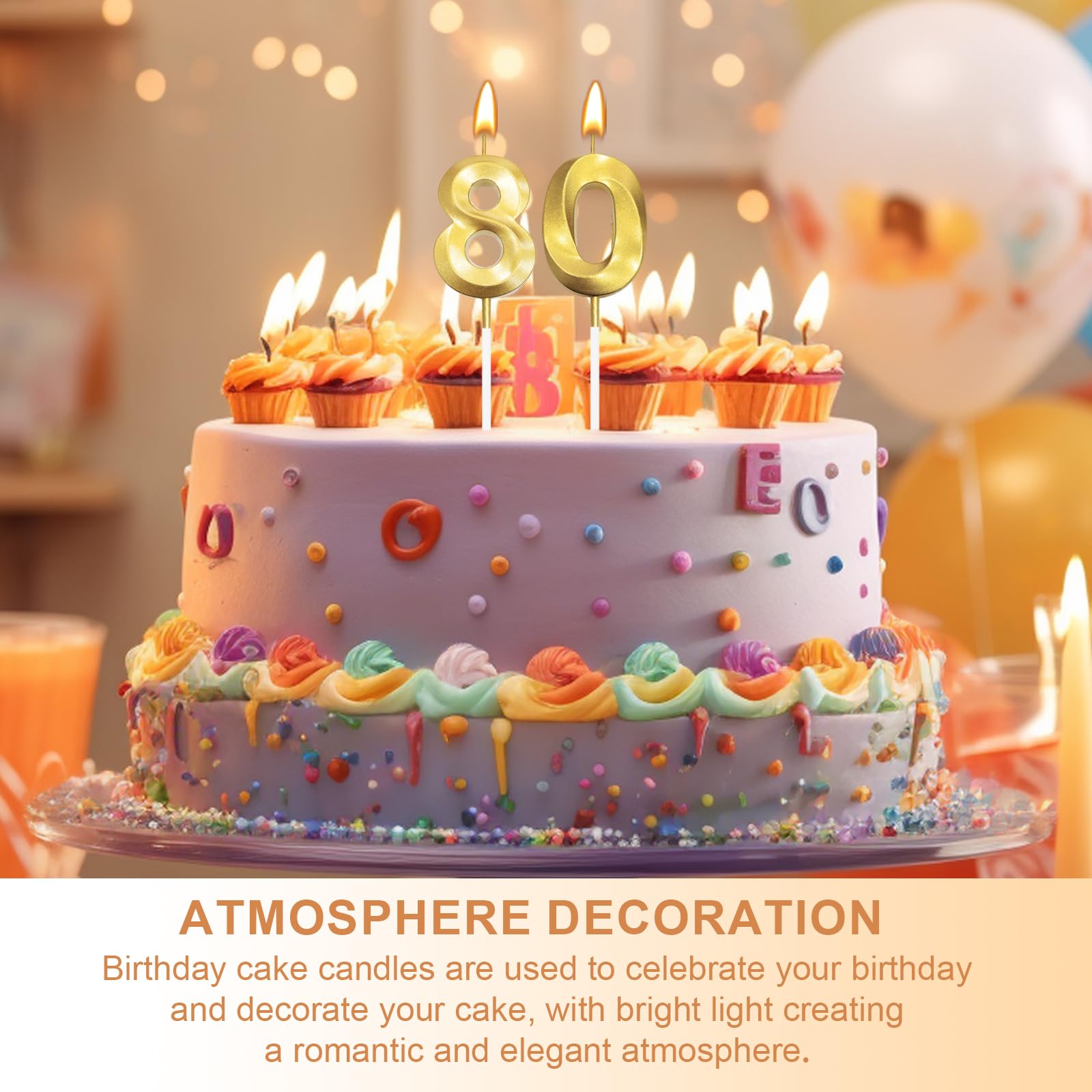 Bougie Dorée En Forme De Chiffre 4 Happy Birthday 3D Pour Décoration De