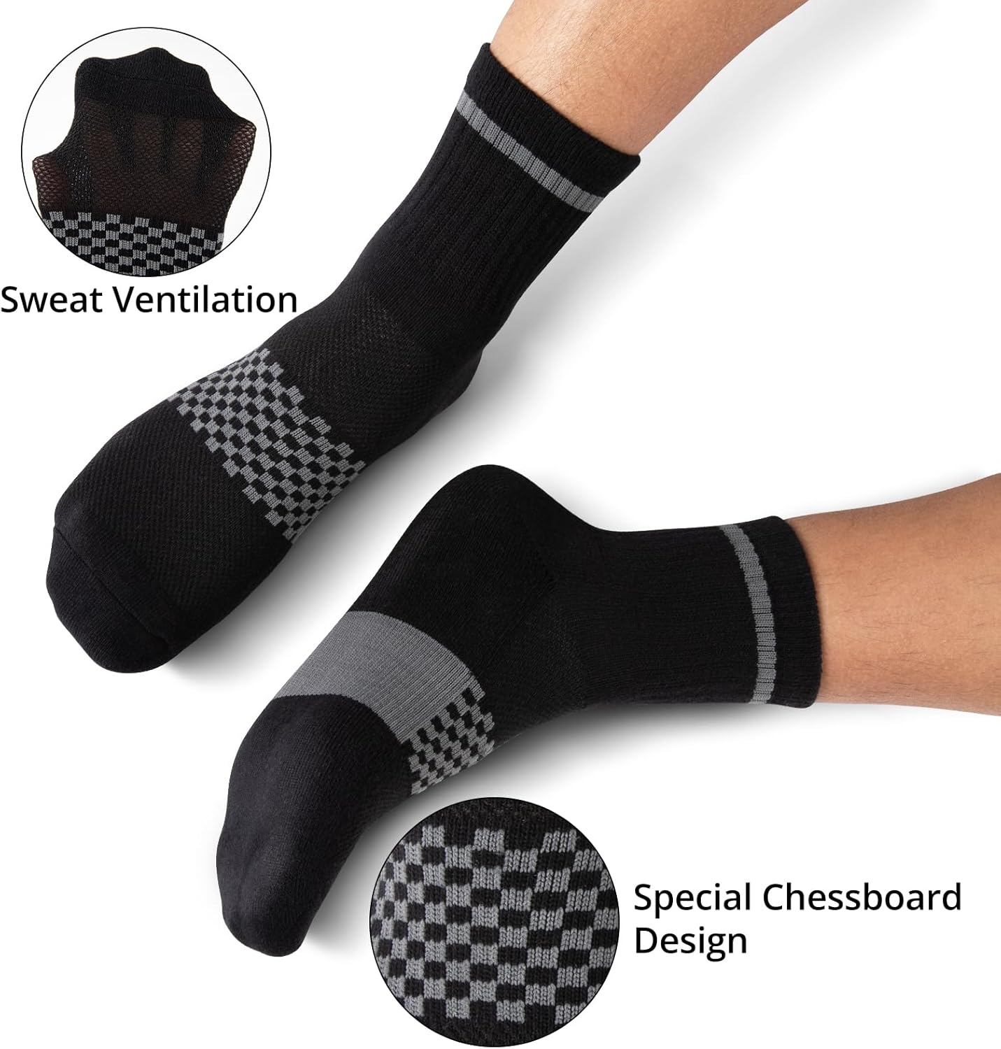 COOVAN Mens Atheltic Quarter Socks Cotton Thick Cushioned Moisture Wicking Running Sports Work Socks(8 Pairs) - Image 5