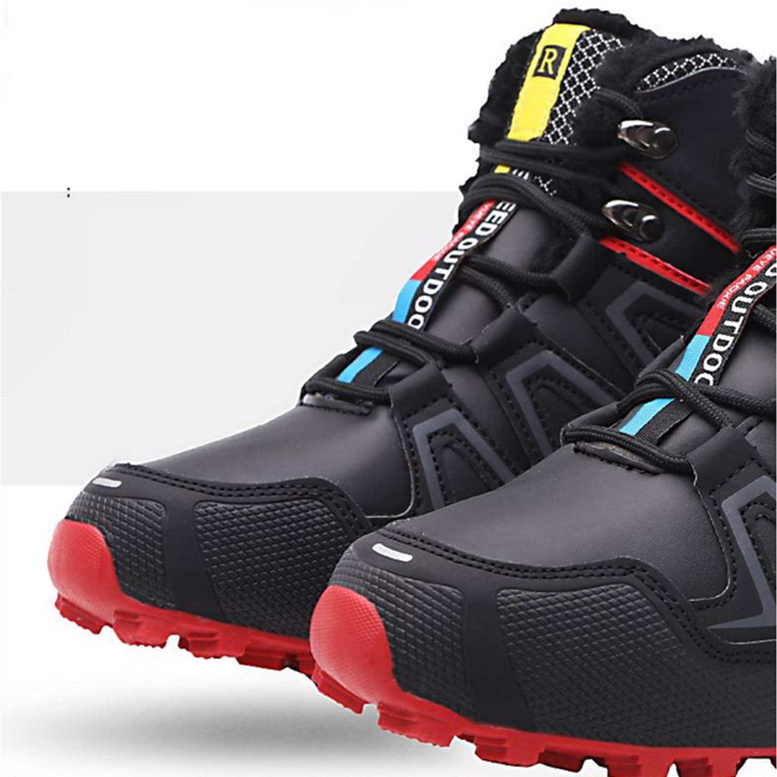 WYUKN Chaussures de Cyclisme VTT et Moto - Tissu Oxford Imperméable pour Hommes, Baskets de Randonnée en Plein Air, Hiver, Red-43EU