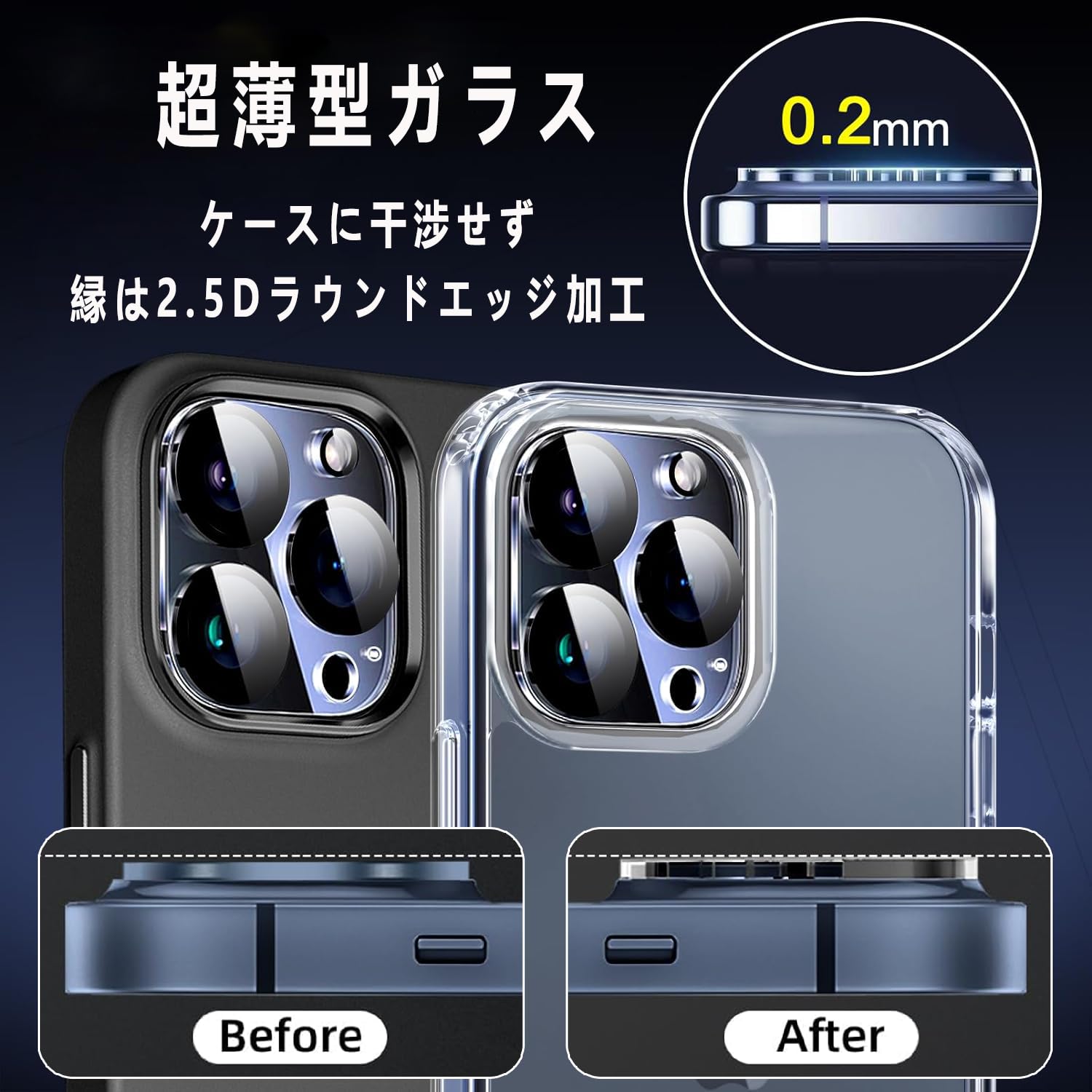 Amazon.co.jp: FALSAD 3個入り iPhone15 pro/15pro max カメラ保護 