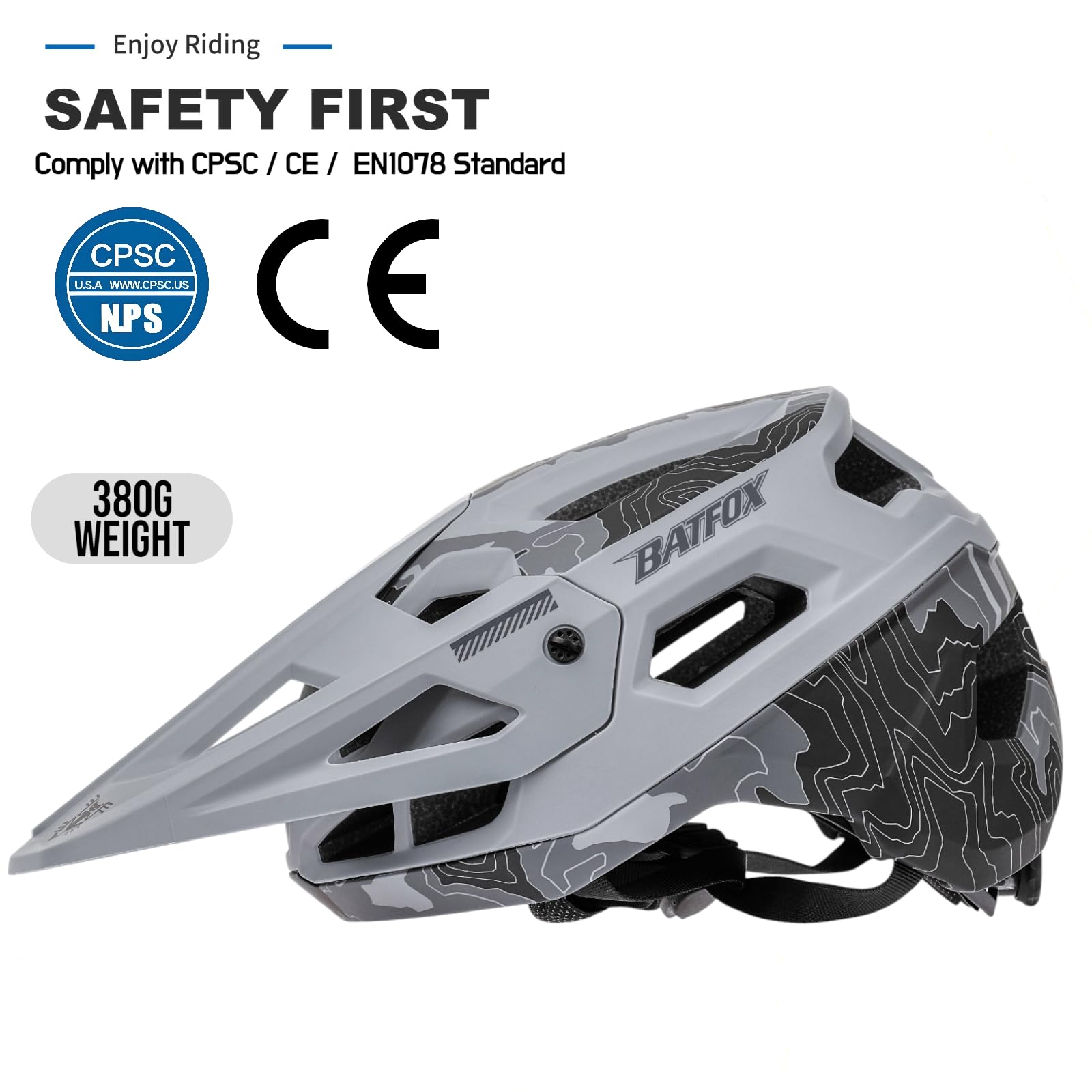 BATFOX Bike Helmet,Mountain Bike Helmet Helmets for Men Women Adults Youth