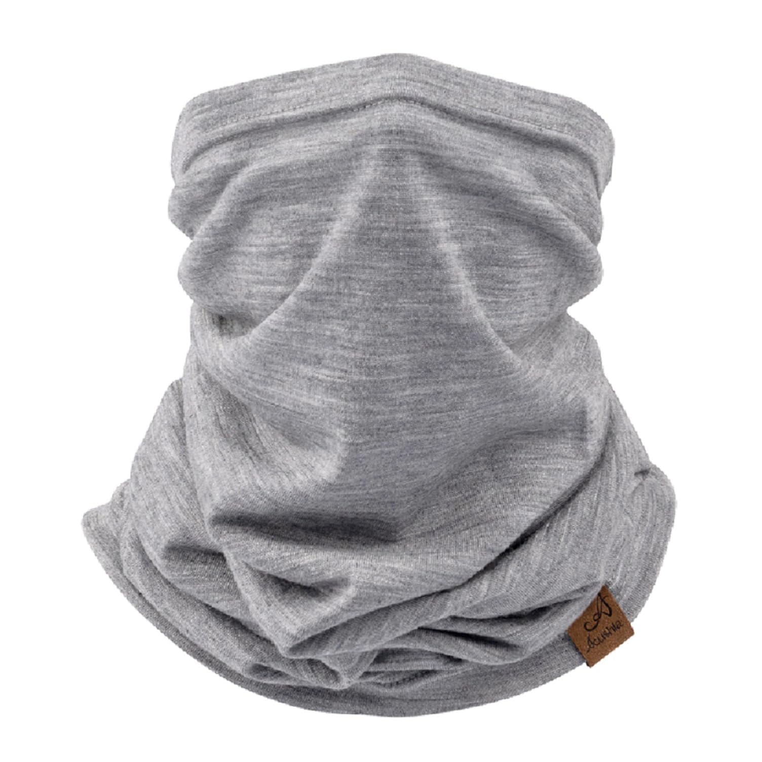 ACUSHLA 100% Merino Wool Neck Gaiter Ski Face Mask Scarf Neck Warmer for Men & Women All Weather (Mid-Grey 213)