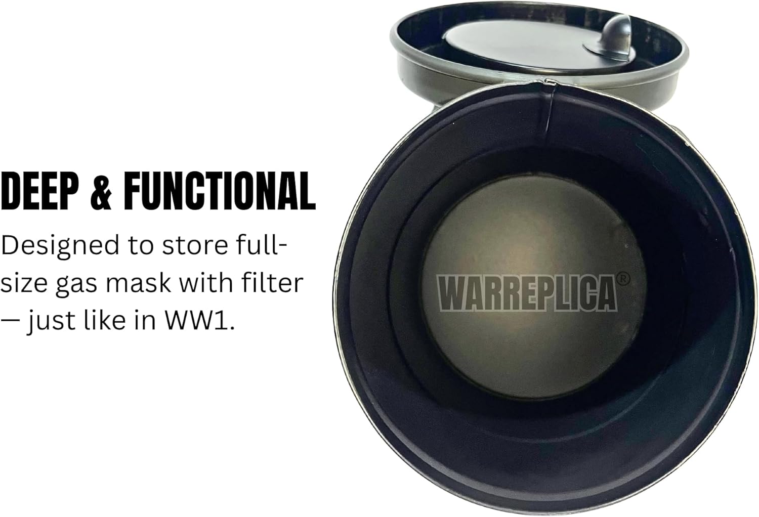 warreplica WW1 German M1916 Gas Mask Canister|Authentic Reproduction WWI Metal Respirator Tin Carrier Case|Great War Military Collectible Storage Container|Imperial German Army Militaria, Olive Drab