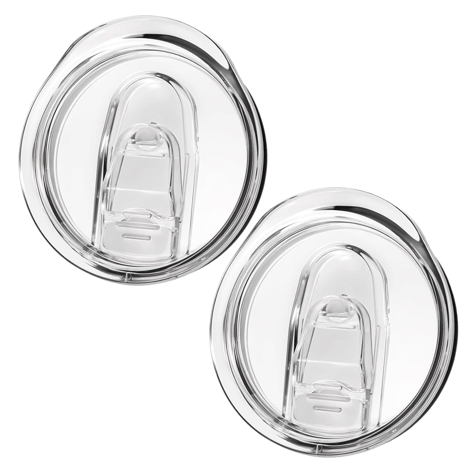 2PCS 20oz Replacement Lids for Skinny Tumblers, Clear Spill Proof Sliding Lids, Splash Resistant Durable Covers for 20 Ounce Cooler Cups and Travel Mugs