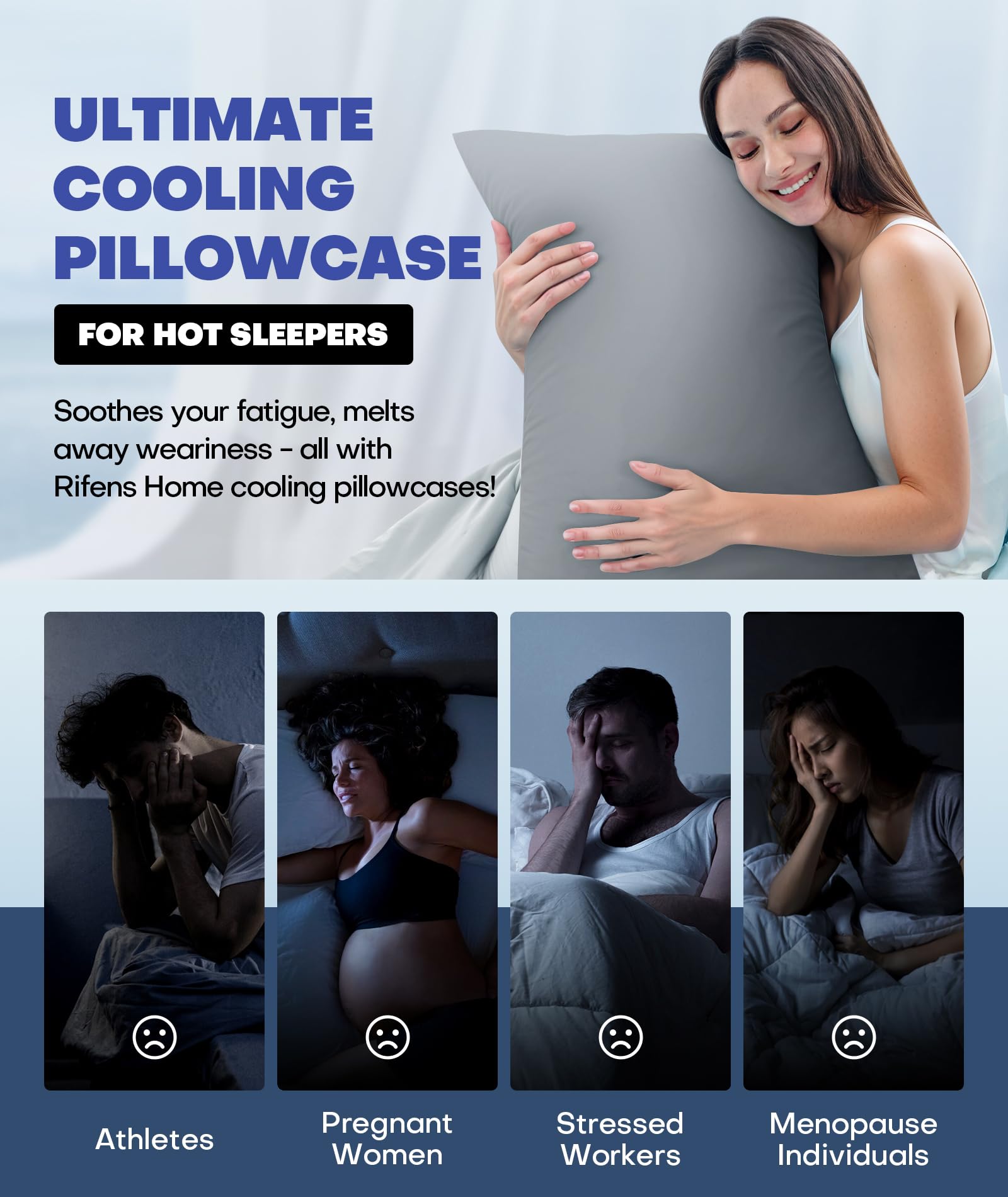 Fundas de Almohada refrescantes para Dormir con Calor, mantente Fresco Toda la Noche, más Suave Que la Seda, Fundas de Almohada lujosas con Cremallera Oculta para la Piel del Cabello, Regalos de