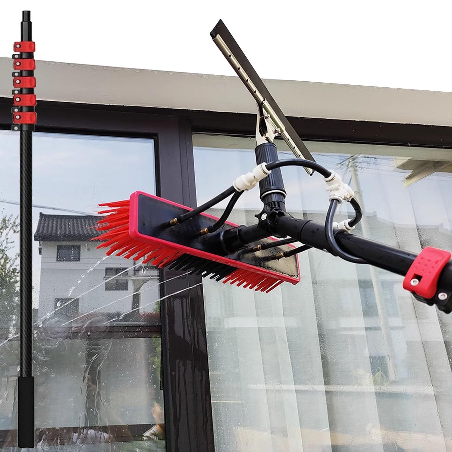 DUANHOZ Window Cleaning Pole, Water Fed Telesbrush, Water/Hose Fed Pole, Cleaning Photovoltaic And Solar Panels/50Cm Brush/6M Pole,6m,3.6M/12FT