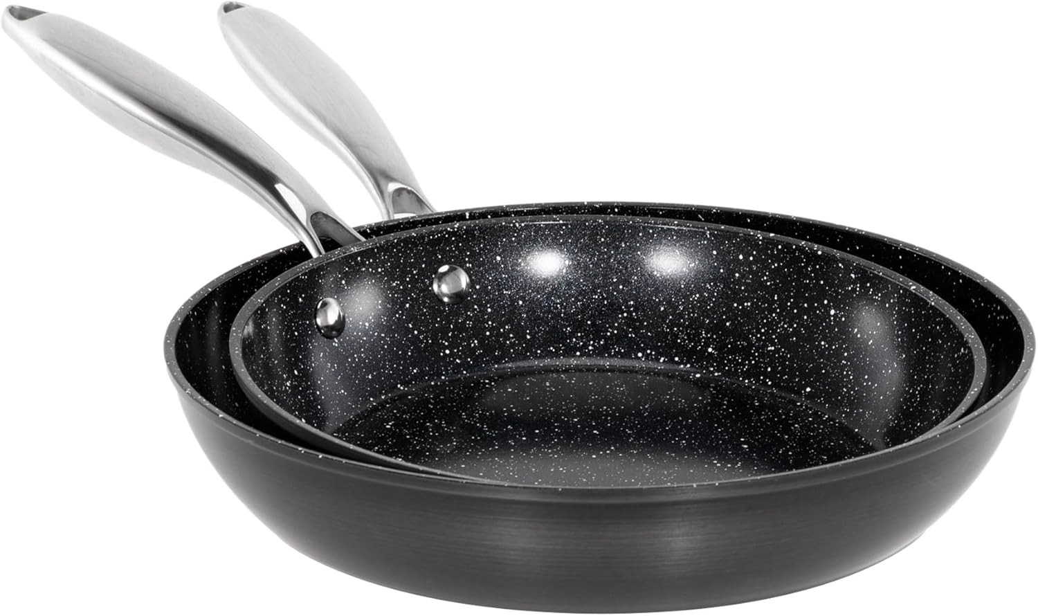 MAISON ARTS Hard Anodized Nonstick Frying Pans Set 2 Piece, 10" and 12" Ceramic Coating Skillets with Stainless Steel Handle, Induction Compatible