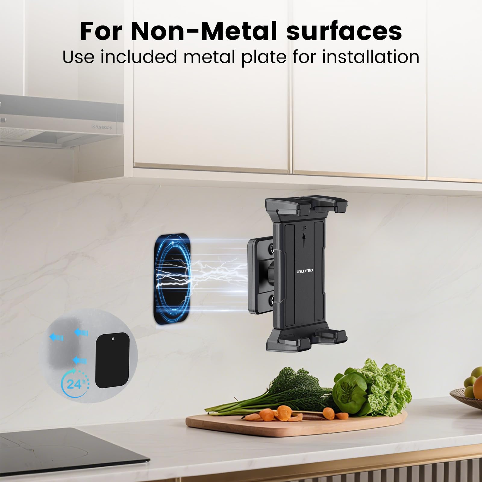 OHLPRO Supporto da Parete Magnetico per Tablet e iPad, Porta Tablet da Muro con Rotazione a 360° Supporto iPad Compatibile con 5"-13" iPad Pro Air Mini Galaxy Tab S9 Fire HD 10 Switch Kindle