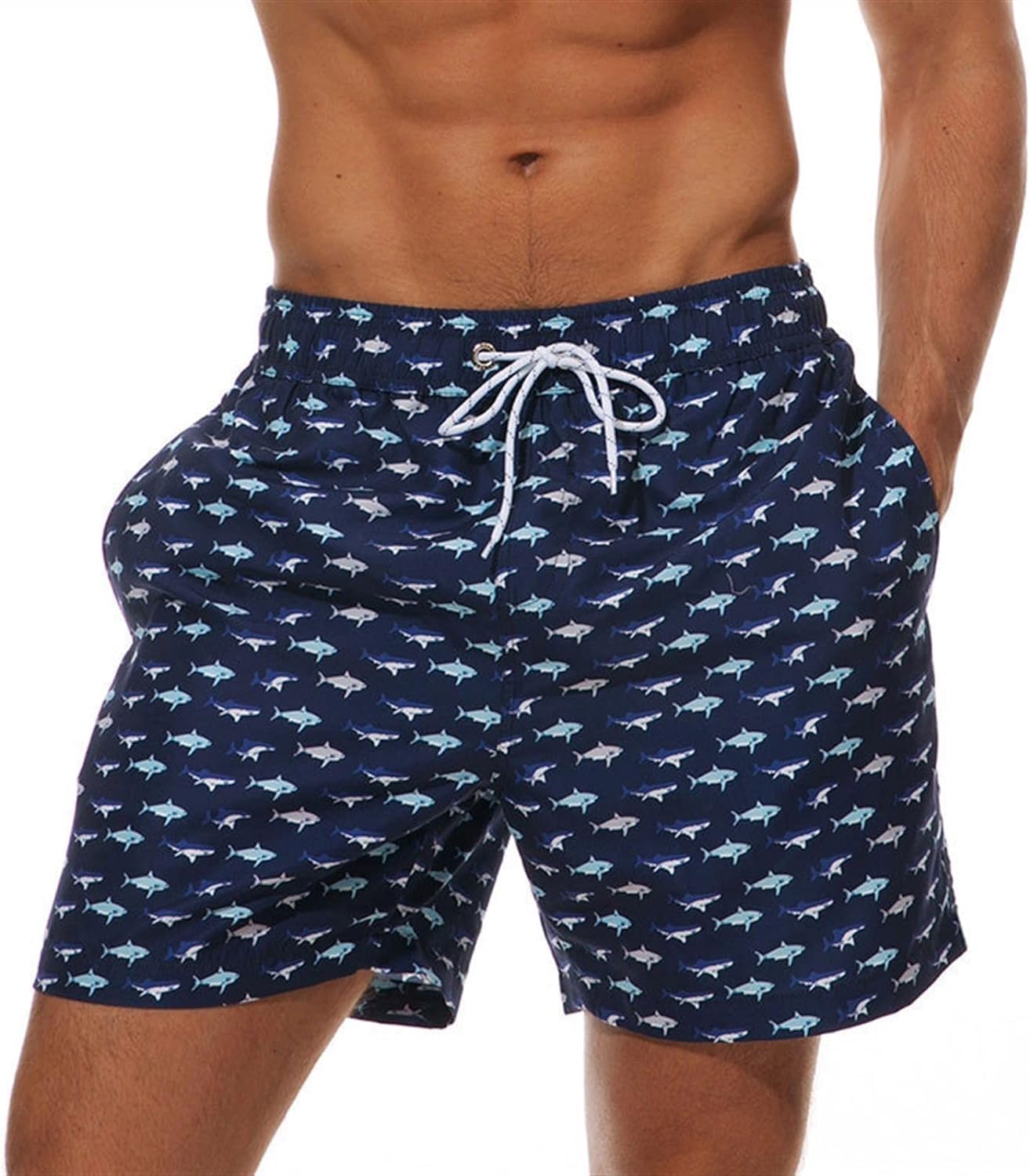 XTECHMen Swim Trunk, Breathable Mesh Cloth Quick Dry Drawstring Beach Shorts with Pockets for Surfing Fruit Watermelon Pineapple 3D Digital Printing