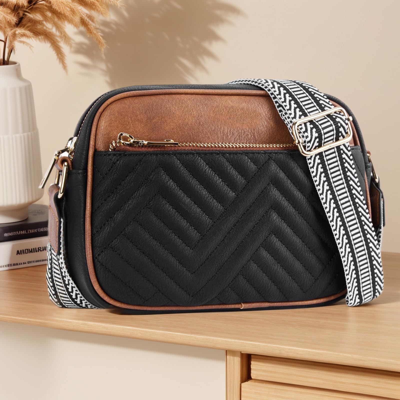 Quilted Crossbody Bags for Women Vegan Purses Small Shoulder Handbags