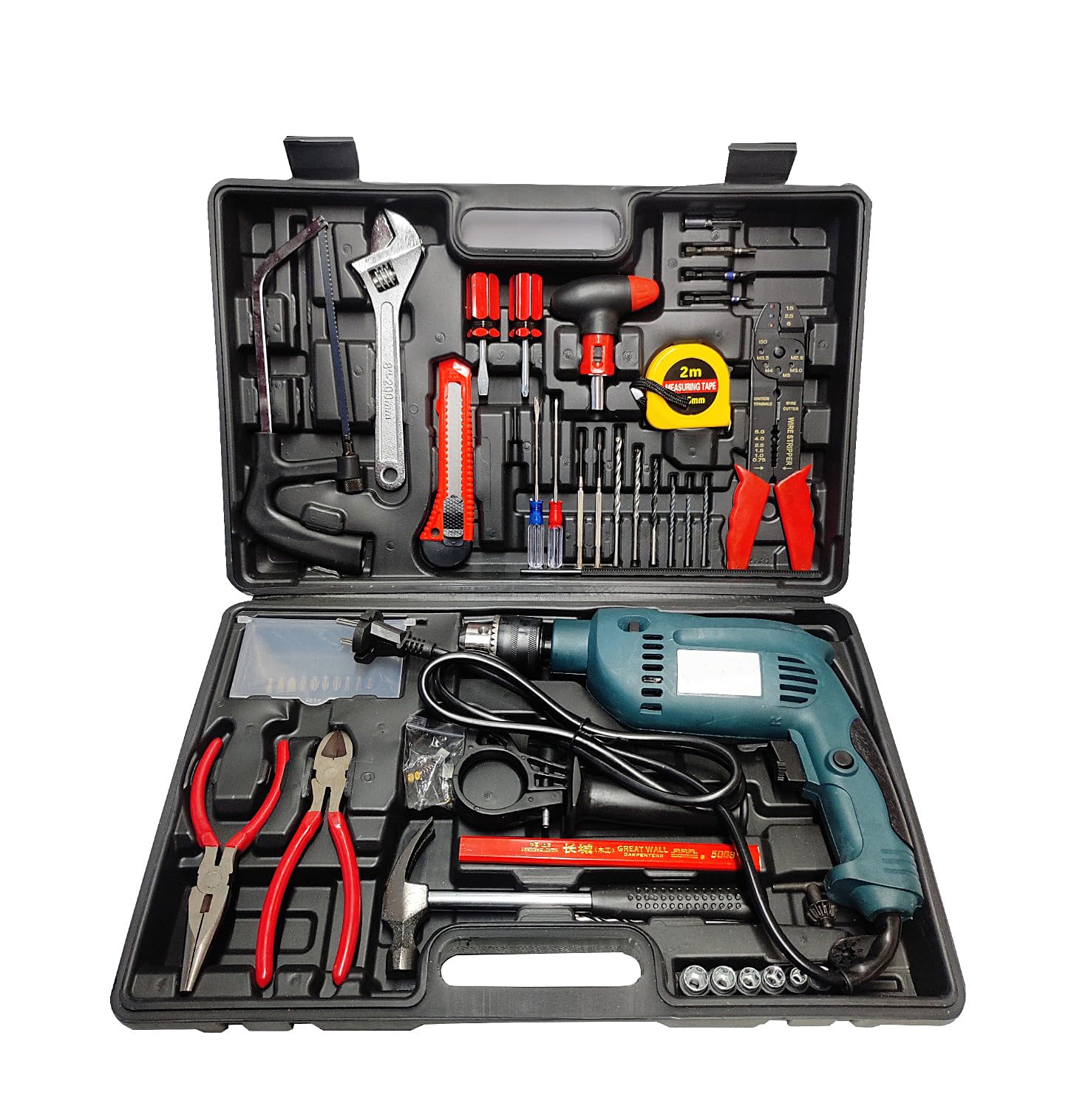 Sponsored Ad - Shopper52 13MM 750-Watt Heavy Duty Powerful Electric Drill Machine Tool Kit - Black | Drilling Machine For Home & Office With Reversible Function And 101 Accessories With Tool Box - DRLTOOLSET-N1