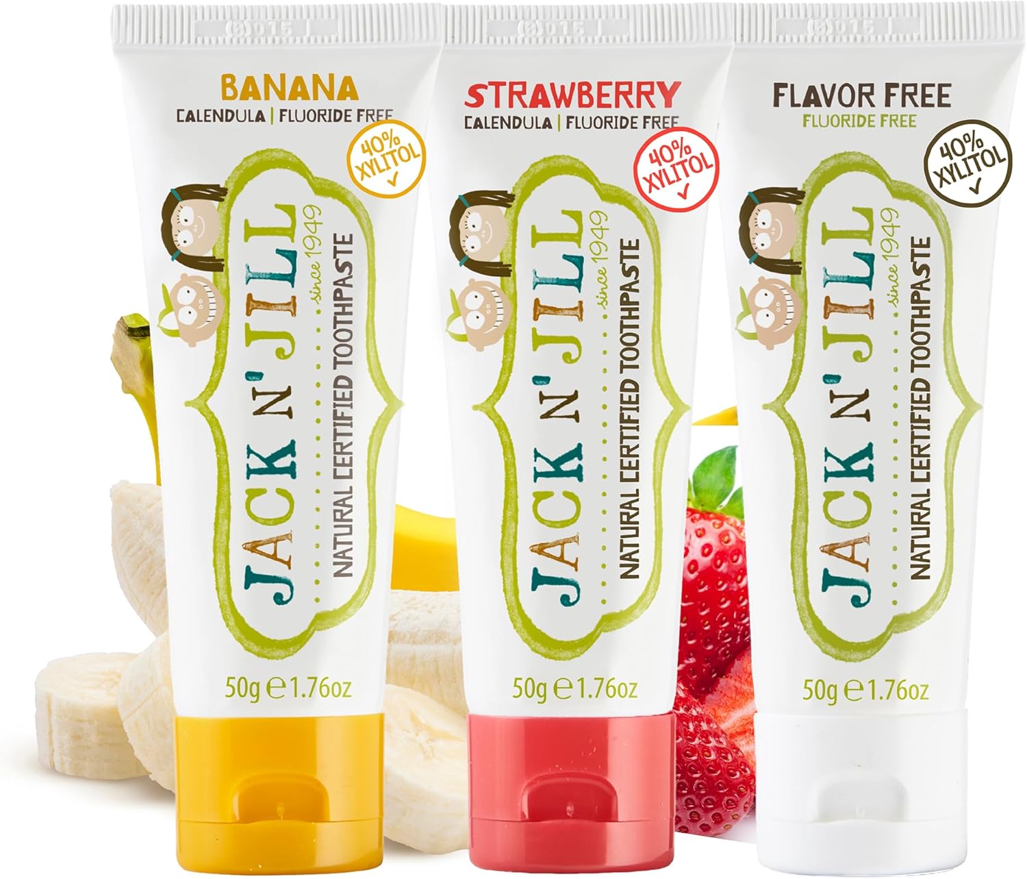 Jack N’ Jill Pasta dental natural para bebés, pasta de dientes de entrenamiento sin flúor para bebés de 6 meses en adelante, segura de tragar, 40%