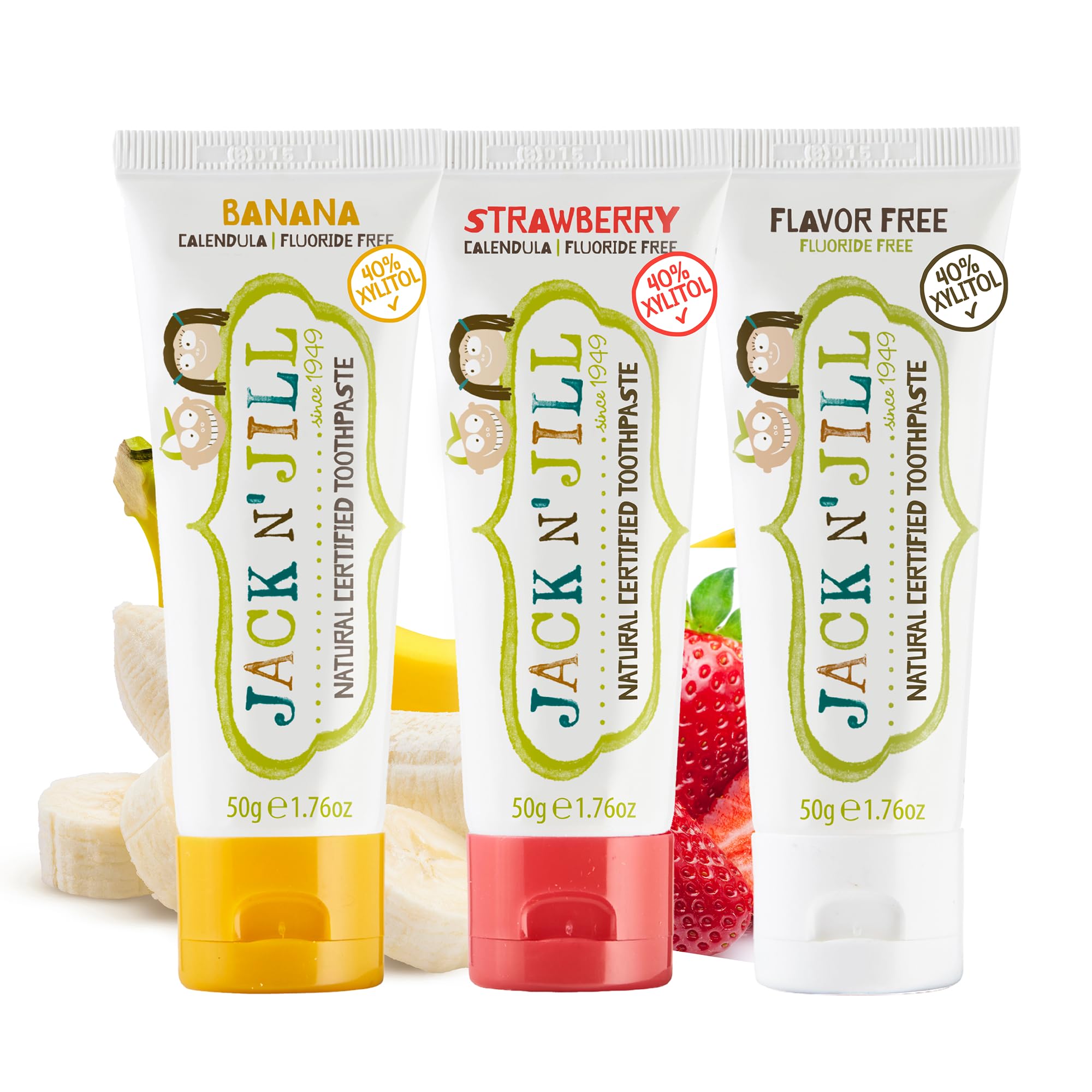 Jack N Jill Natural Toothpaste, 1.76 oz (Variety Pack of 3)