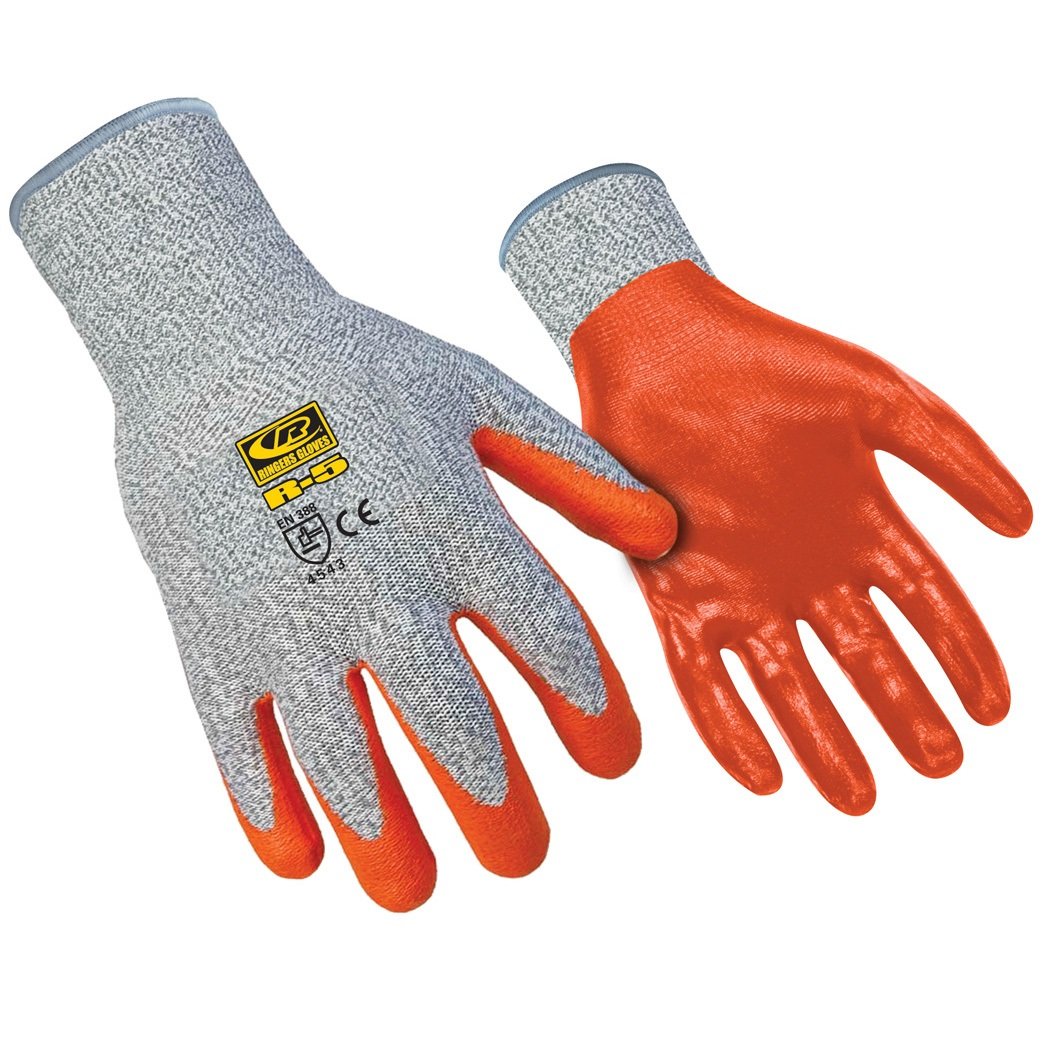 Ringers Gloves R-5 R-Flex Nitrile, High Dexterity Glove, Nitrile Dipped, CE Level 5 Cut Protection, X-Large