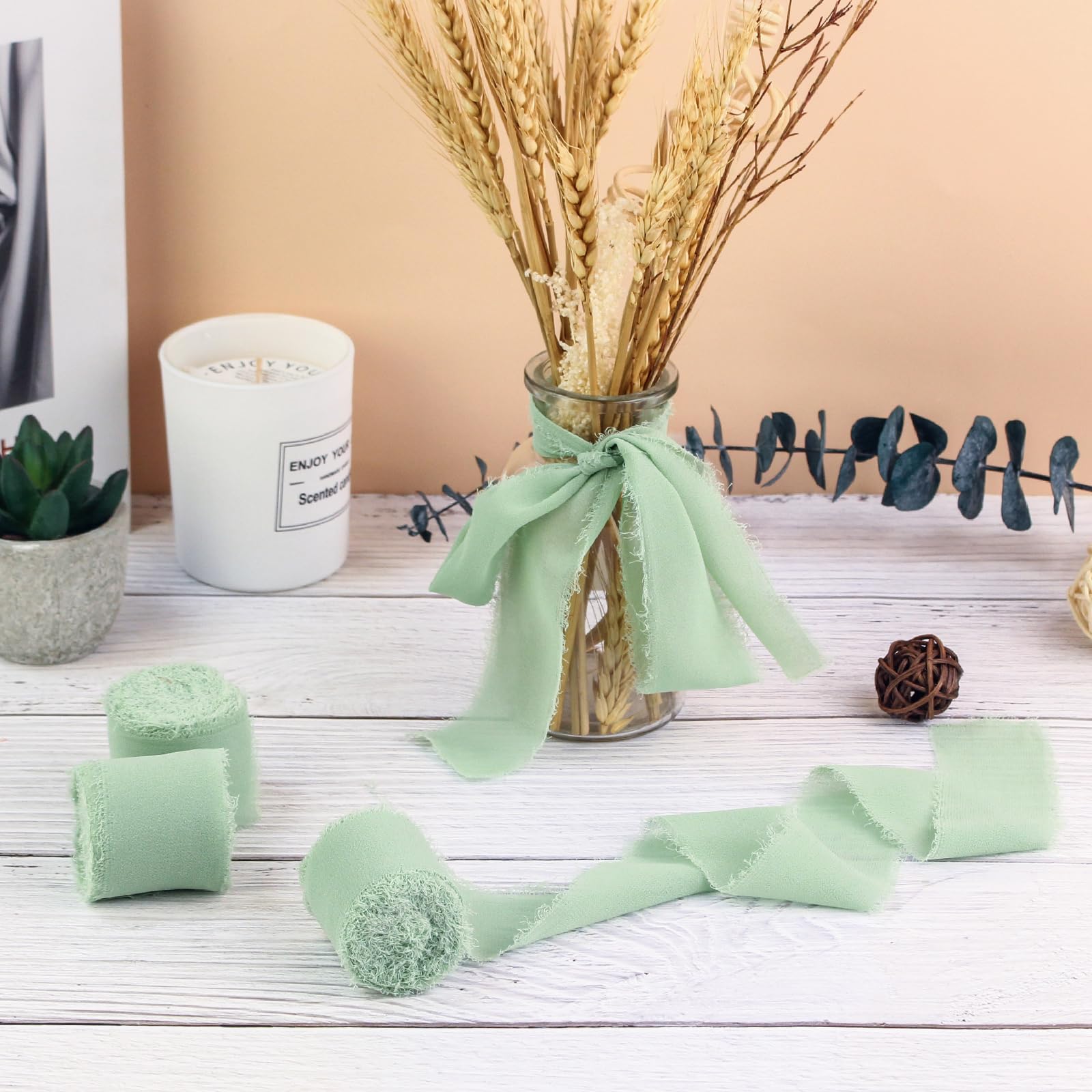 Nastro Chiffon 19,2m Per Regali E Matrimoni - 3 Rotoli Da 6,4m, Largo 3,8cm, Elegante E Morbido