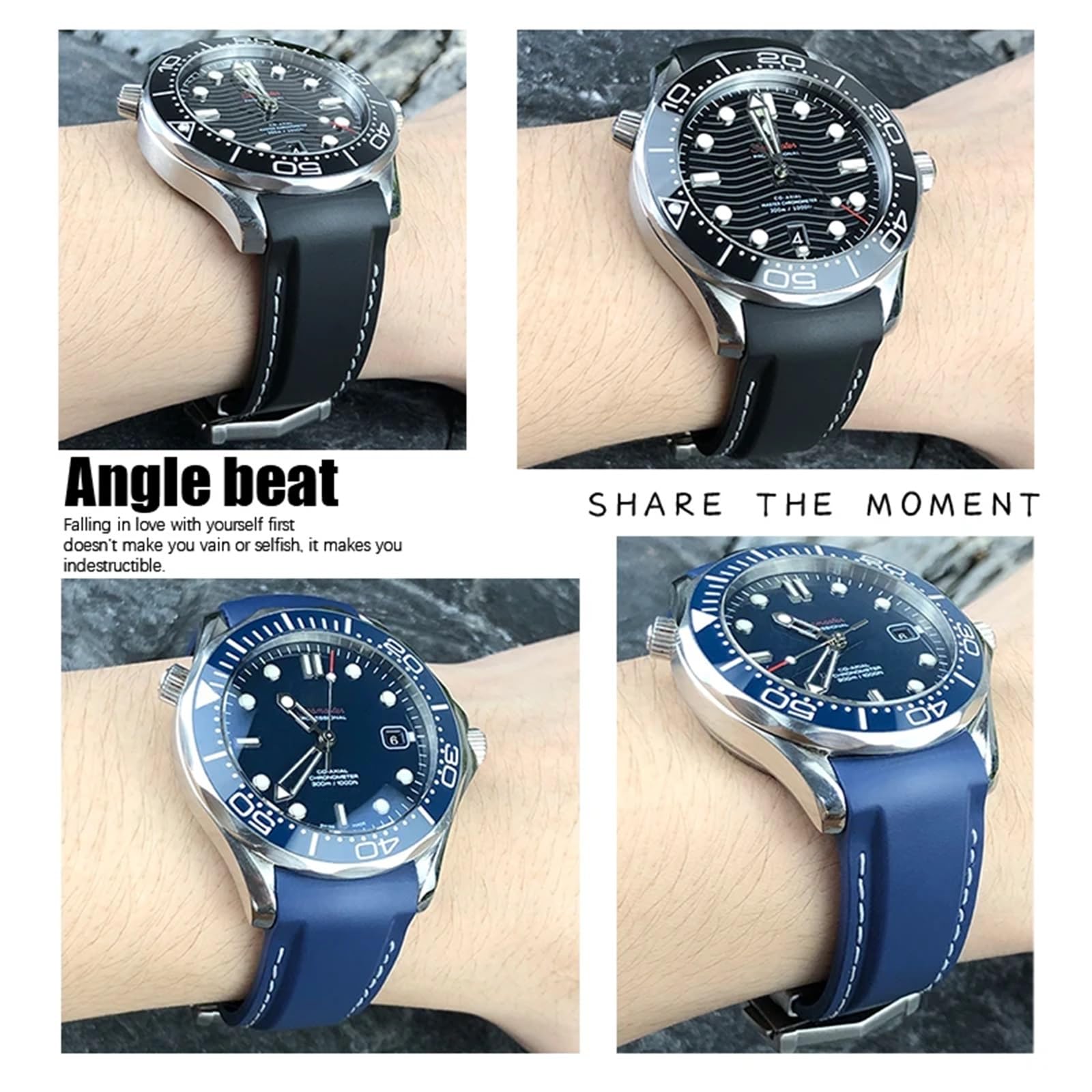 JDIME Bracelets de montre en caoutchouc de Silicone, 20mm 22mm, pour Omega Seamaster Planet Ocean pour Speedmaster Moon Watch, bracelet étanche