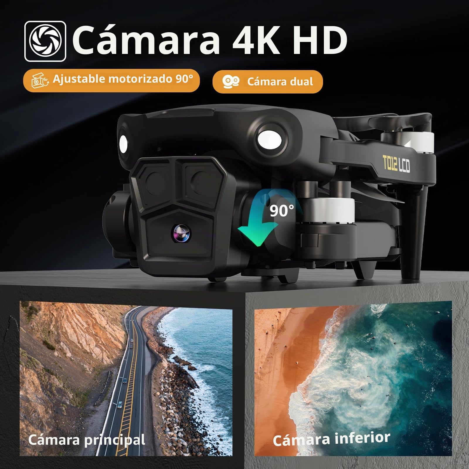 Toladrone TD12LCD Dron con Cámara para Adultos, Drones con Posicionamiento por Flujo Óptico, Motor sin Escobillas, Transmisión de Pantalla LCD, Plegable Drone para Principiantes, Menos de 249g