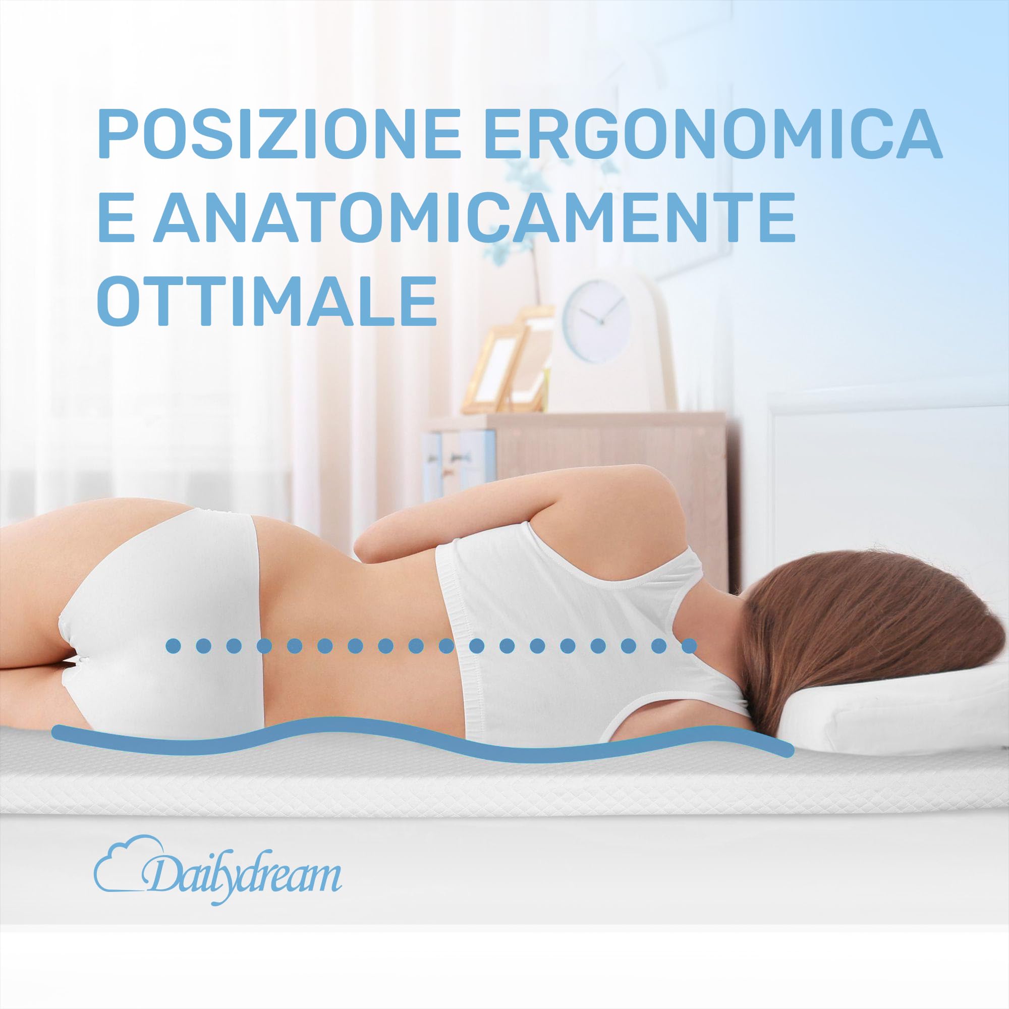 Dailydream Topper matrimoniale piccolo 140x200 cm memory foam, altezza 5 cm, «Edition Cool Touch, Model M », Topper per materasso, divano letto o letto da campeggio, Coprimaterasso confortevole