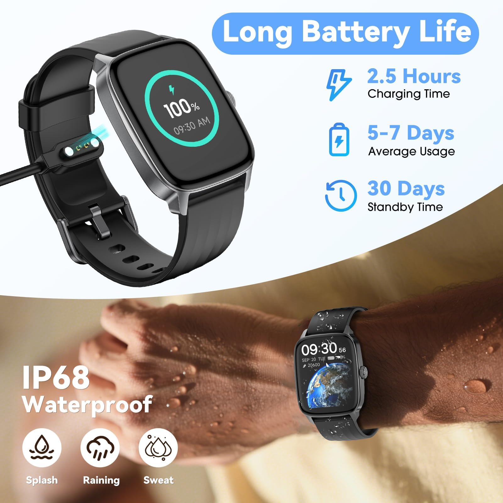 Pedometer Watch No APP/Phone Required, 1.85" Display Fitness Tracker Watch with Pedometer, Calories & Step Counter, Waterproof Smart Watches with Heart Rate Monitor, Sleep Tracking for Women Men