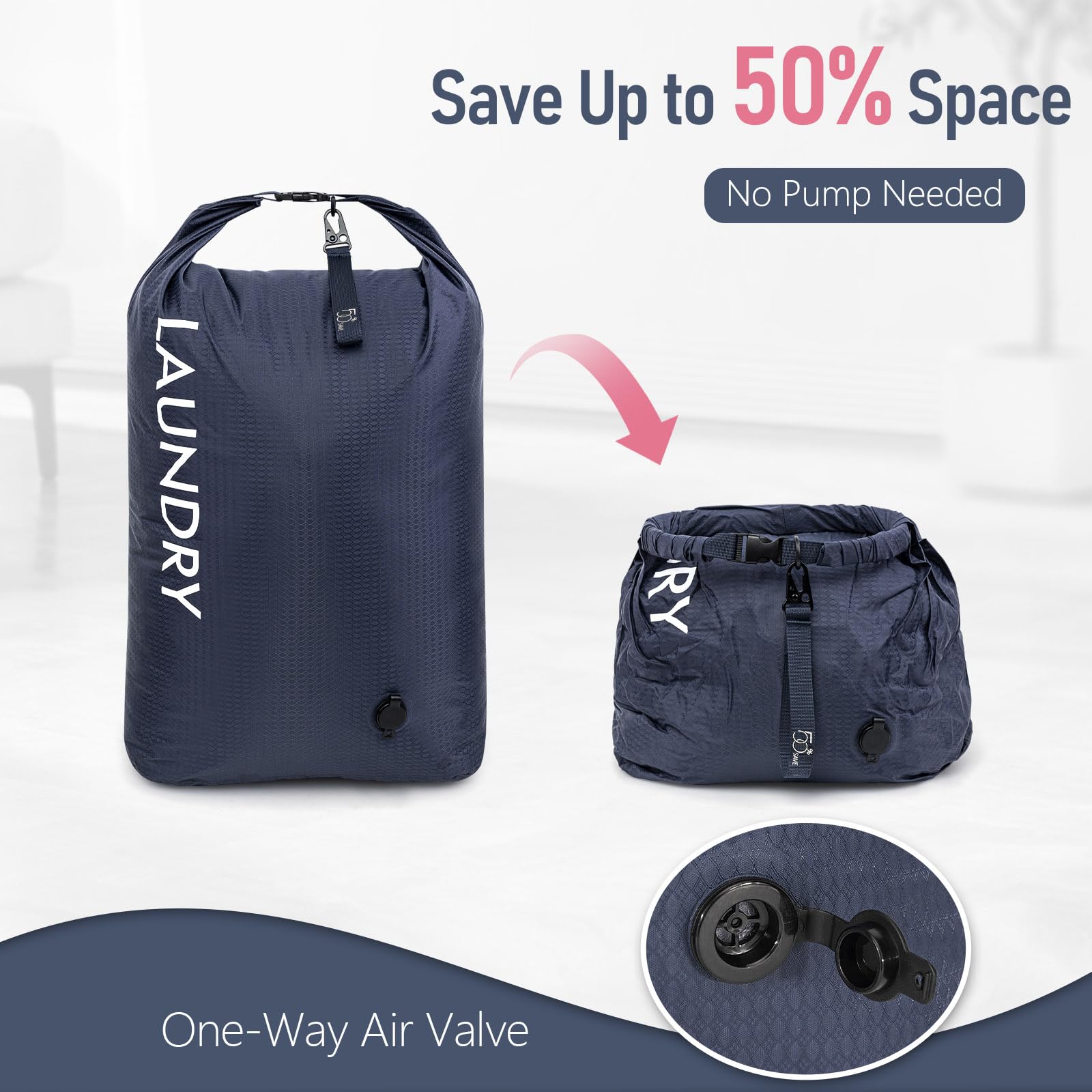 WiseBoy Lot de 2 sacs à linge de voyage, sacs de compression imperméables pour vêtements sales