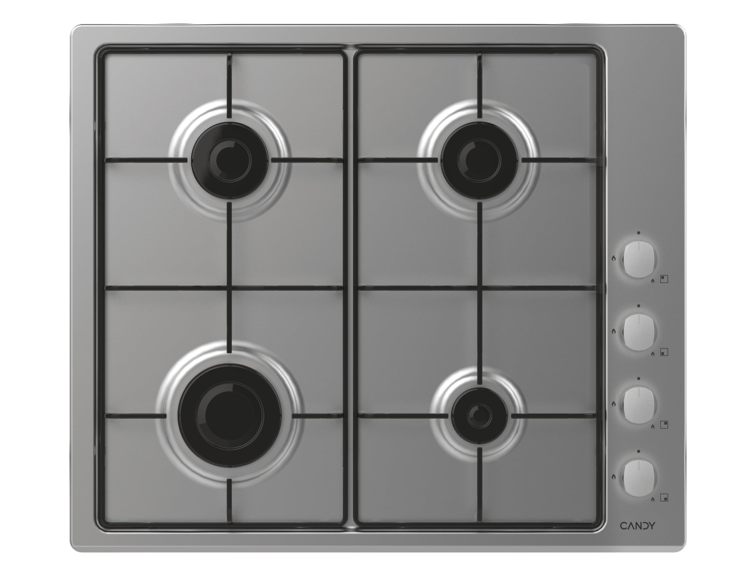 Candy 4 Burner Gas Hob - 60cm - Stainless Steel