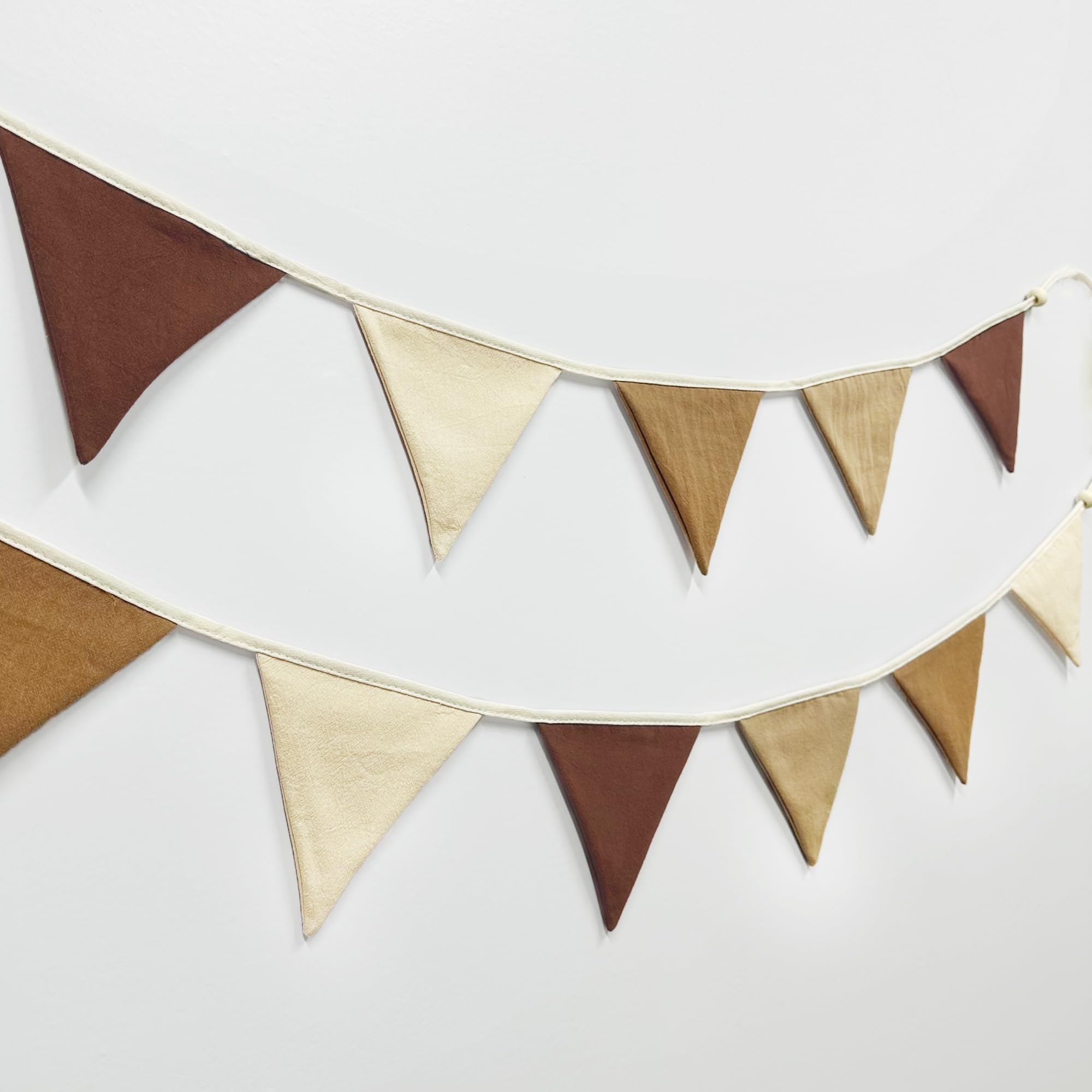 2 Sets von braunen Girlanden mit Farbverlauf, 24 Stück, braune Wimpel, Banner, Flaggen, Boho-Stoff, Dreiecksschlangen für Kinder, Dschungel, Wald, Geburtstag, Babyparty, Teddybär, Party-Dekoration,