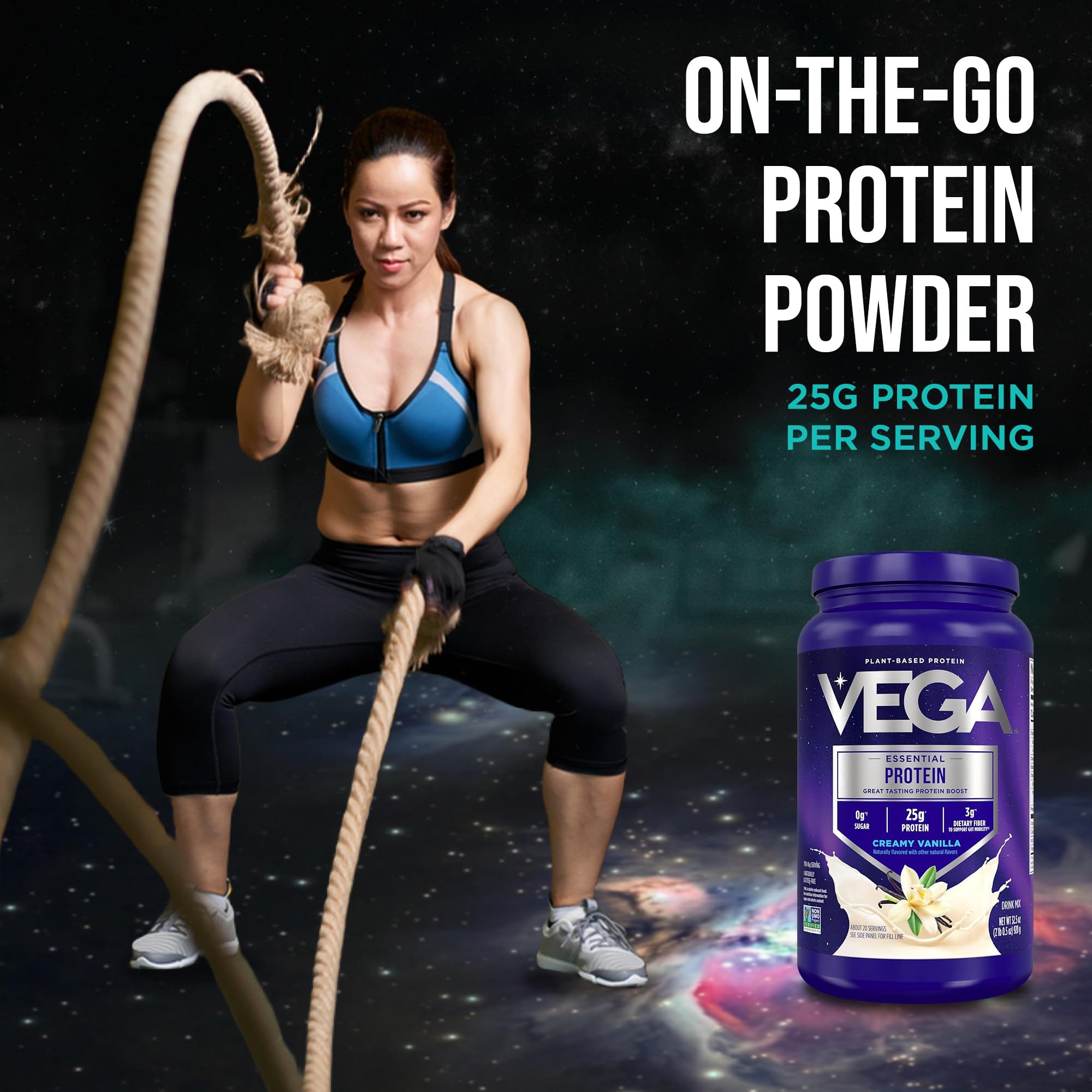 Vega Essential Protein – 25g Plant Based Protein Powder, Creamy Vanilla, Vegan for a Dairy-Free Vanilla Shake – Large Tub, 32.5oz (20 Servings) — Amazon image 8