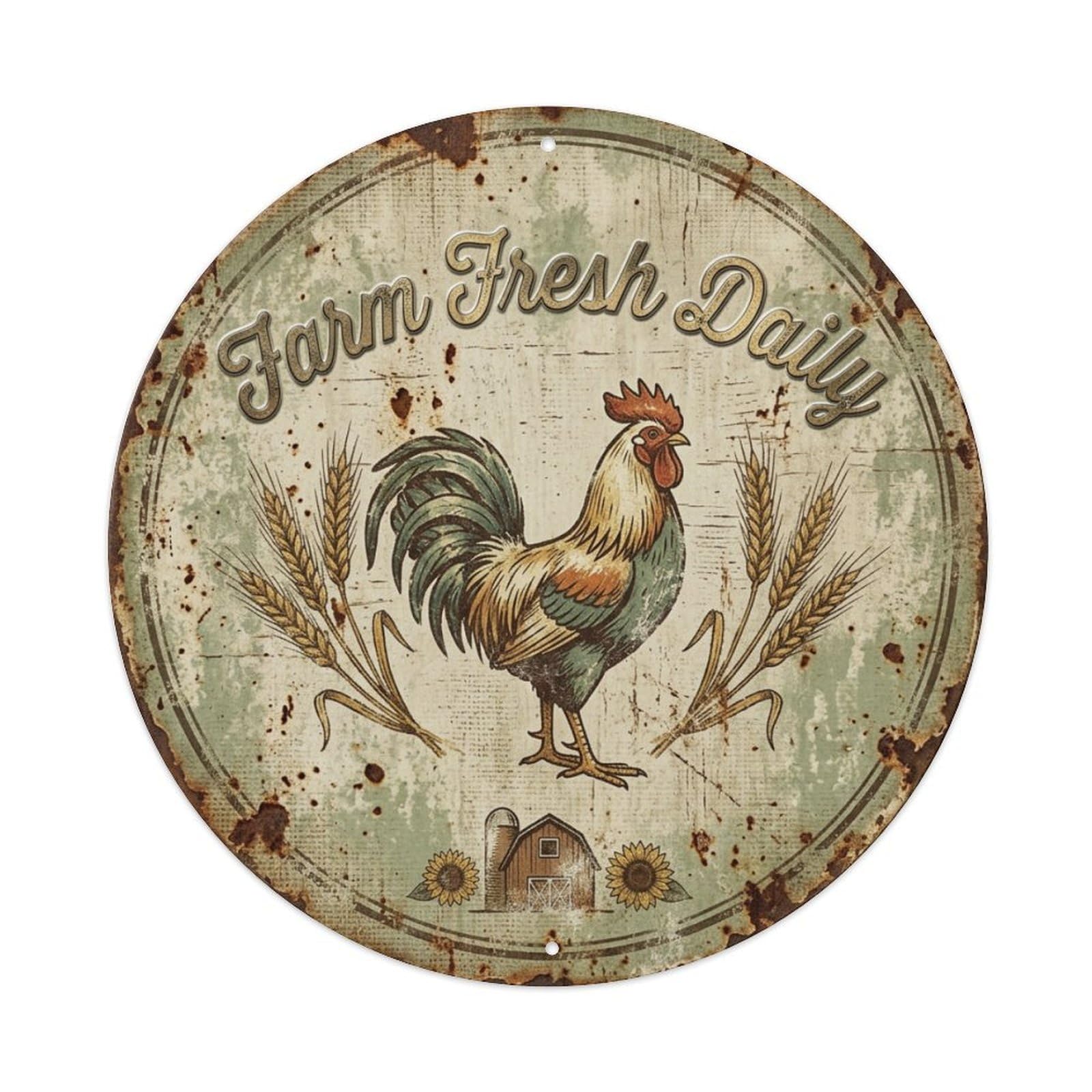 Round Tin Sign 3 - Farmhouse Rustic Vintage Metal Tin Sign Plaque Wall Decor for Cafe, Club Bar, Office, Garden Metal Poster 8x8Inch