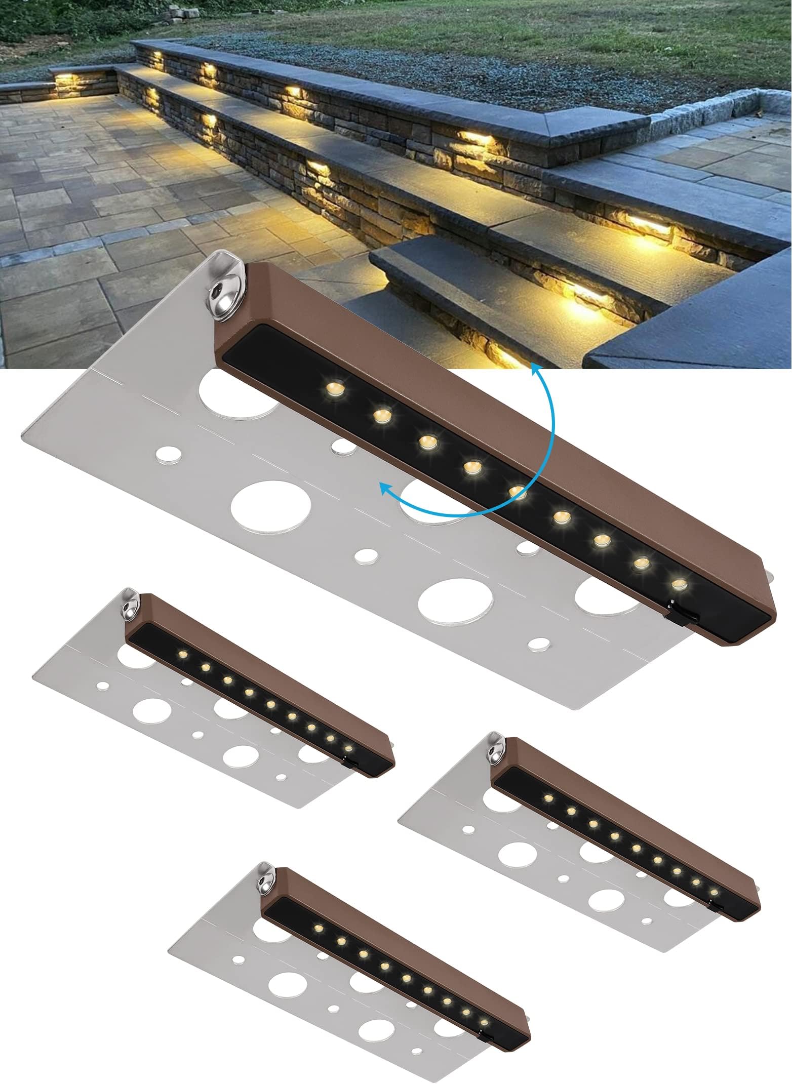 SMY Lighting 4 Pack 7 Inch 2.5W LED Hardscape Lighting Retaining Wall Lights, IP68 Waterproof 12V-36V Low Voltage AC/DC Soft White 2700K Paver Light Outdoor Step Lights 40,000 Hours Lifespan