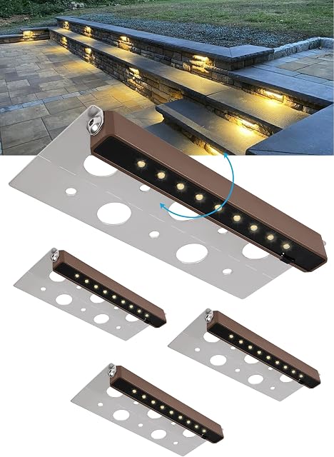 SMY Lighting 4Pack 7 Inch 2.5W LED Hardscape Lighting Retaining Wall Lights, IP68 Waterproof 12V-36V Low Voltage AC/DC Soft White 2700K Hardscape Paver Light Outdoor Step Lights 40,000 Hours Lifespan