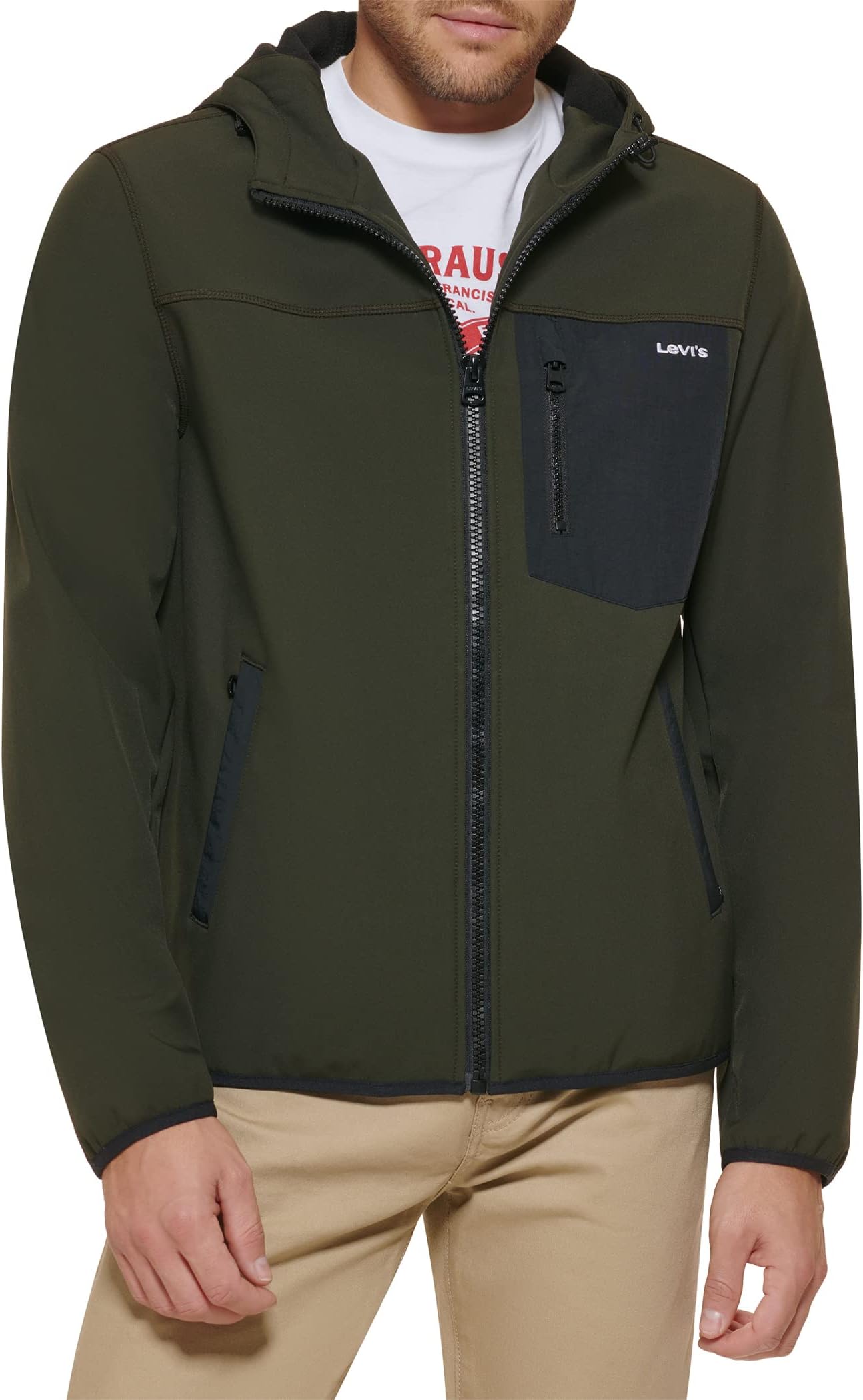 Levi'sMen's Softshell Active Hoodie, Olive, X-Large