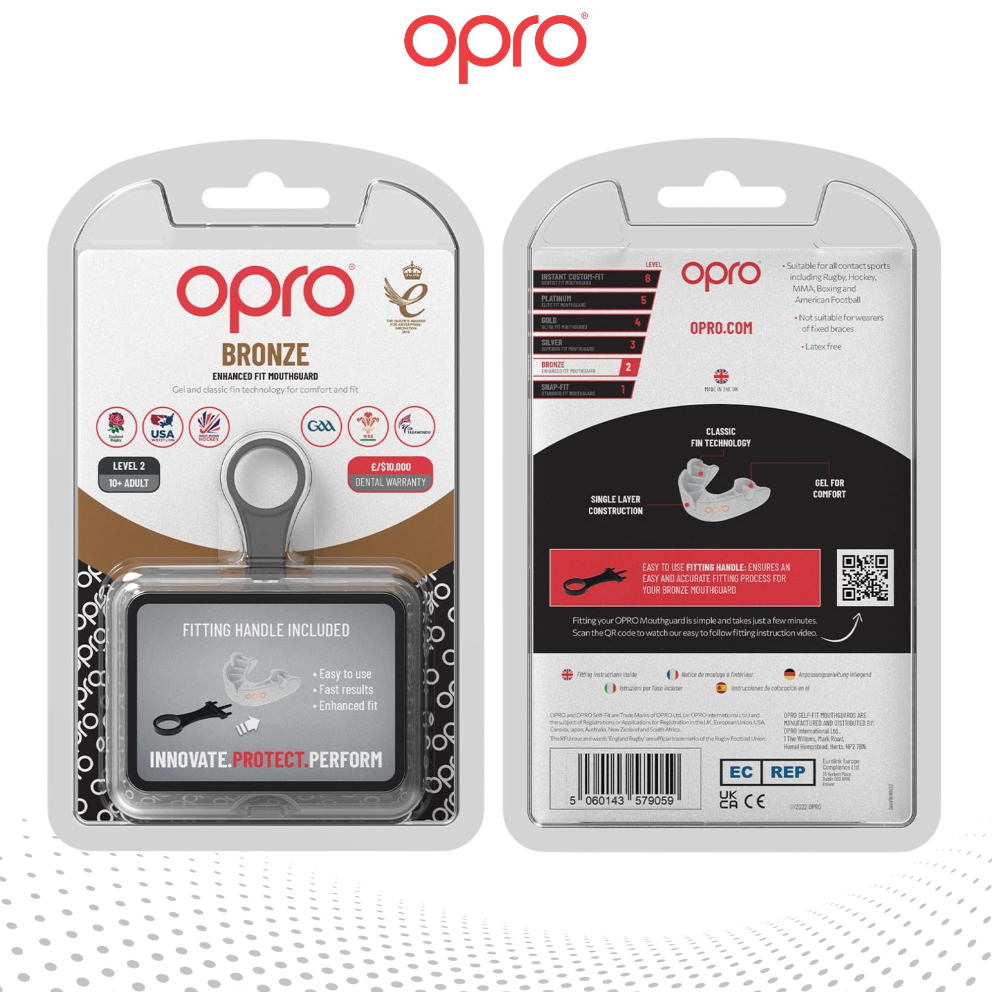 OPRO Protège-dents Niveau Bronze Boxe MMA Rugby Hockey Adultes Enfants Facile à Mouler