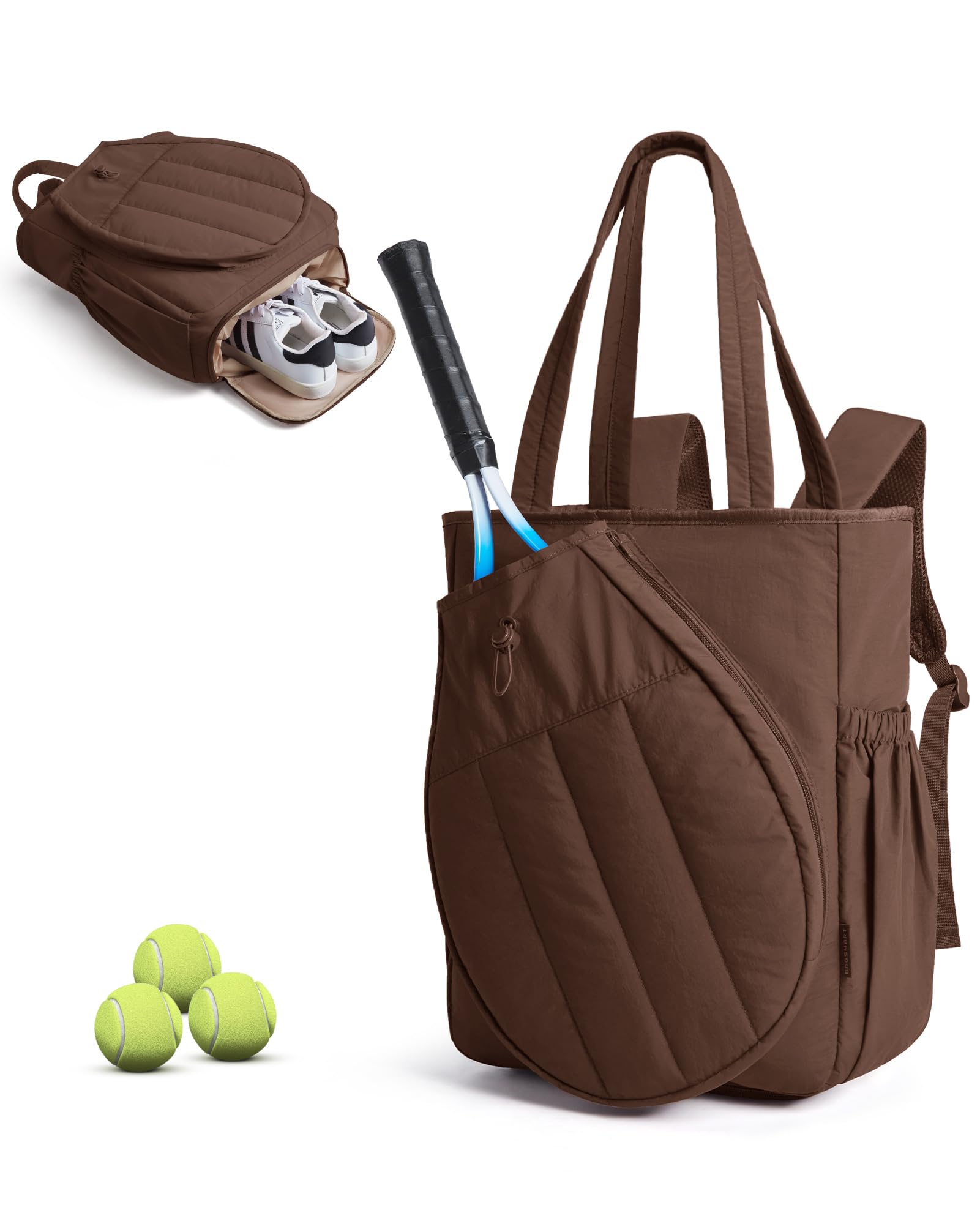 BAGSMART Tennis Gym Bag for Women, Quilted Pickleball 15.6" Laptop Backpack