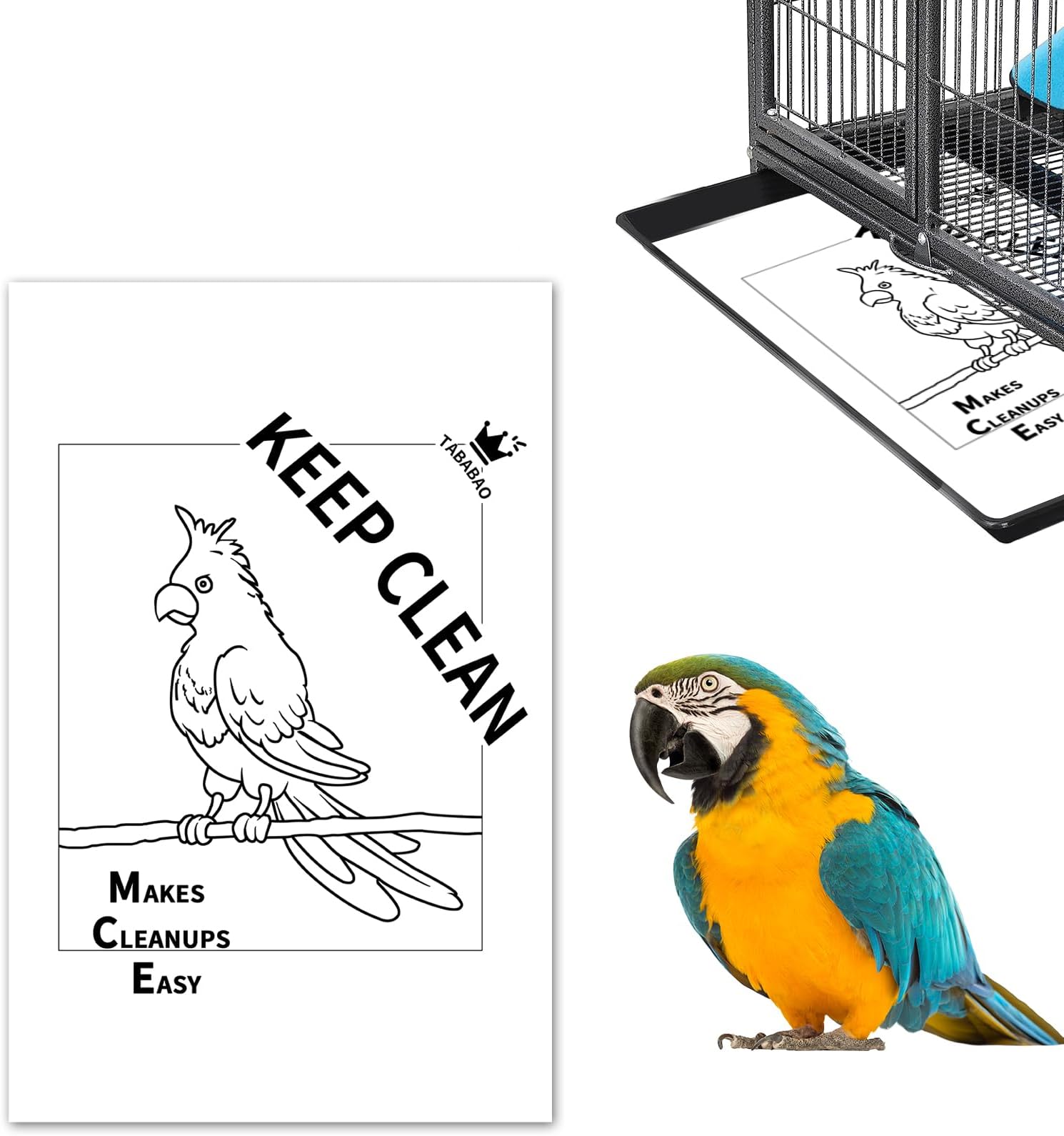 TABABAO Bird Cage Liners, Disposable Bird Cage Liners
