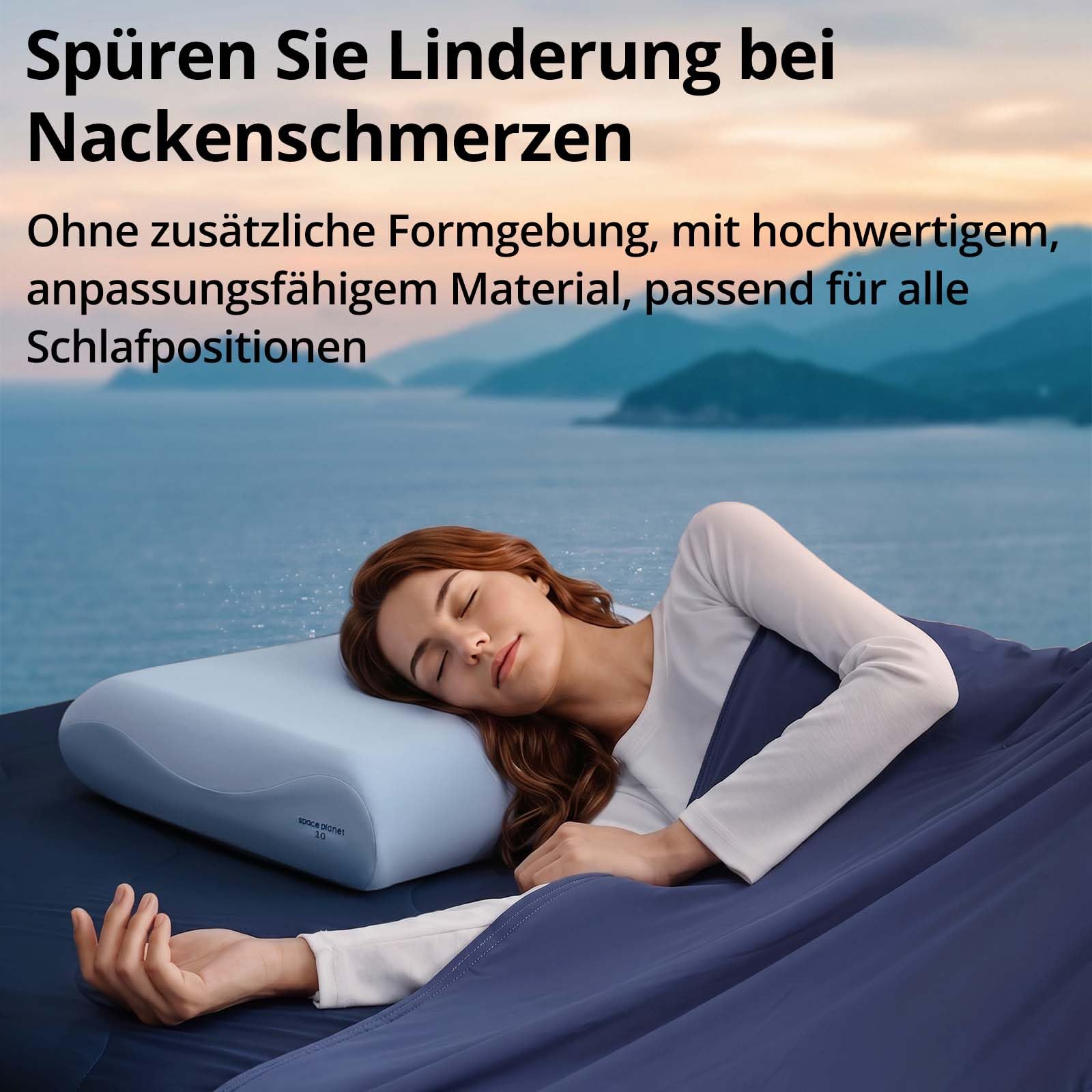 Ergonomisches Nackenkissen-Seitenschläferkissen mit Memory Schaum, Blau