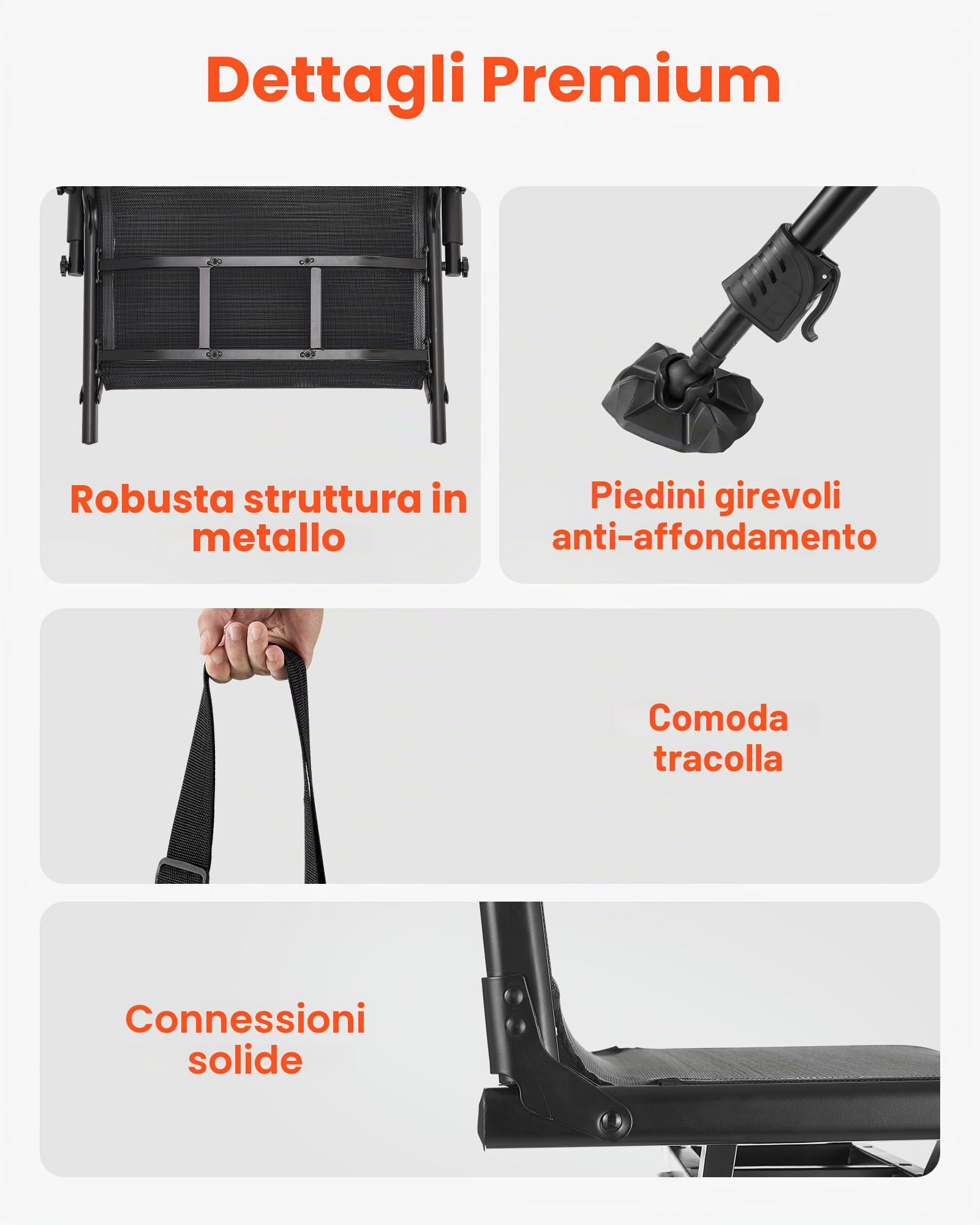 VEVOR Sedia da Caccia Campeggio Pieghevole, Sedia da Pesca con Braccioli, Gambe Regolabili Capacità di Carico 158 kg, Rotazione Silenziosa a 360°, per Giardino, Esterno, Picnic