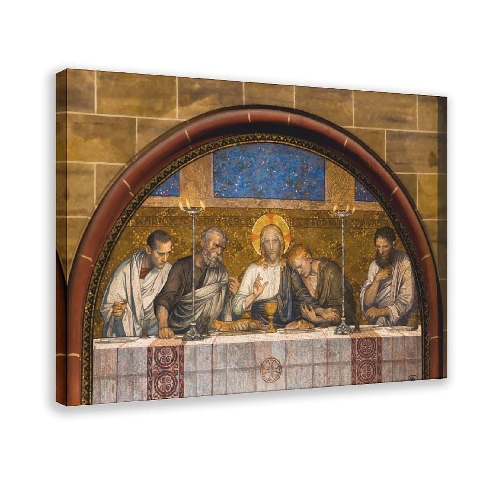 Last Supper Painting Framed Jesus Oil Painting Canvas Prints Wall Art Christians Picture Artworks for Living Room Home Decor Stretched And Framed Ready to Hang 36x24inch(90x60cm) Frame-style