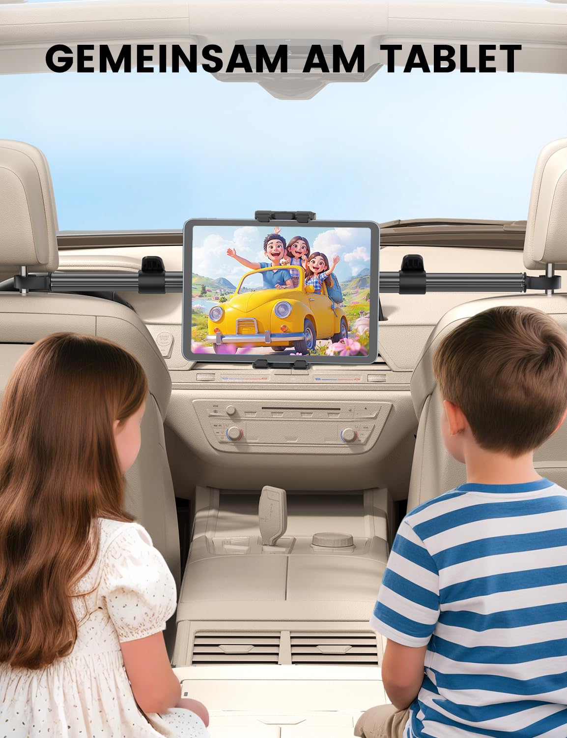 OHLPRO Tablet Halterung Auto Kopfstütze, Ausziehbar Tablet Kopfstützenhalter Mitte KFZ iPad Halter Rücksitz Kompatibel mit 5-13 Zoll iPad Pro Mini Air Galaxy Tab S9 Kindle Switch