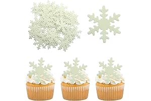 Gyufise Christmas Cake Decorating White Edible Cupcake Toppers Snowflakes