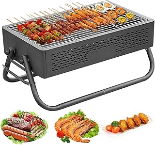 XIULIUU Barbecue Grill, Folding BBQ Tabletop Grill, Portable Barbecue Charcoal Grill, BBQ Tool Kits for Outdoor Grilling C...