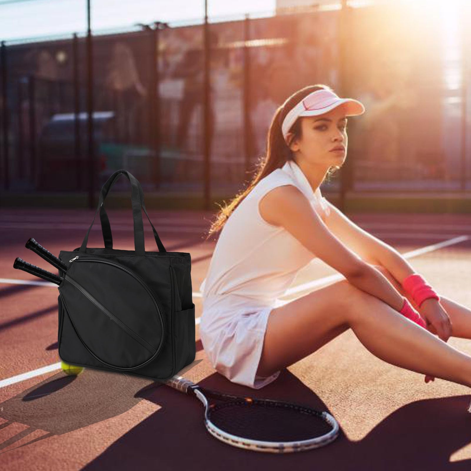SUNGOOYUE Borsa da Tennis per Uomo Donna, Borsa a Tracolla Sportiva Sportiva a Tracolla per Racchetta da Tennis con Nylon di Grande capacità, per Palestra, Viaggi, Escursionismo,