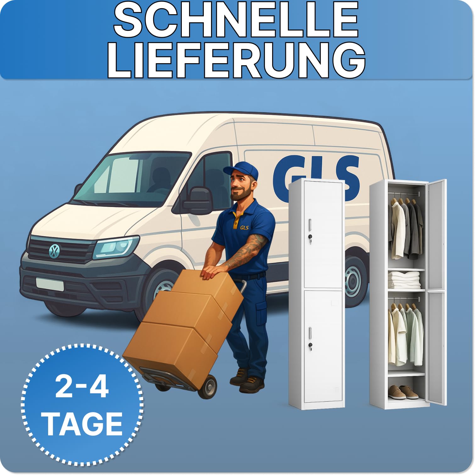 Putzschrank abschließbar [180 x 85 x 42 cm] – Geräteschrank aus Metall mit 2 Türen, Schloss, Halterung & Türfächern – Besenschrank für Reinigungsgeräte, Haushalt & Gewerbe (Grau)