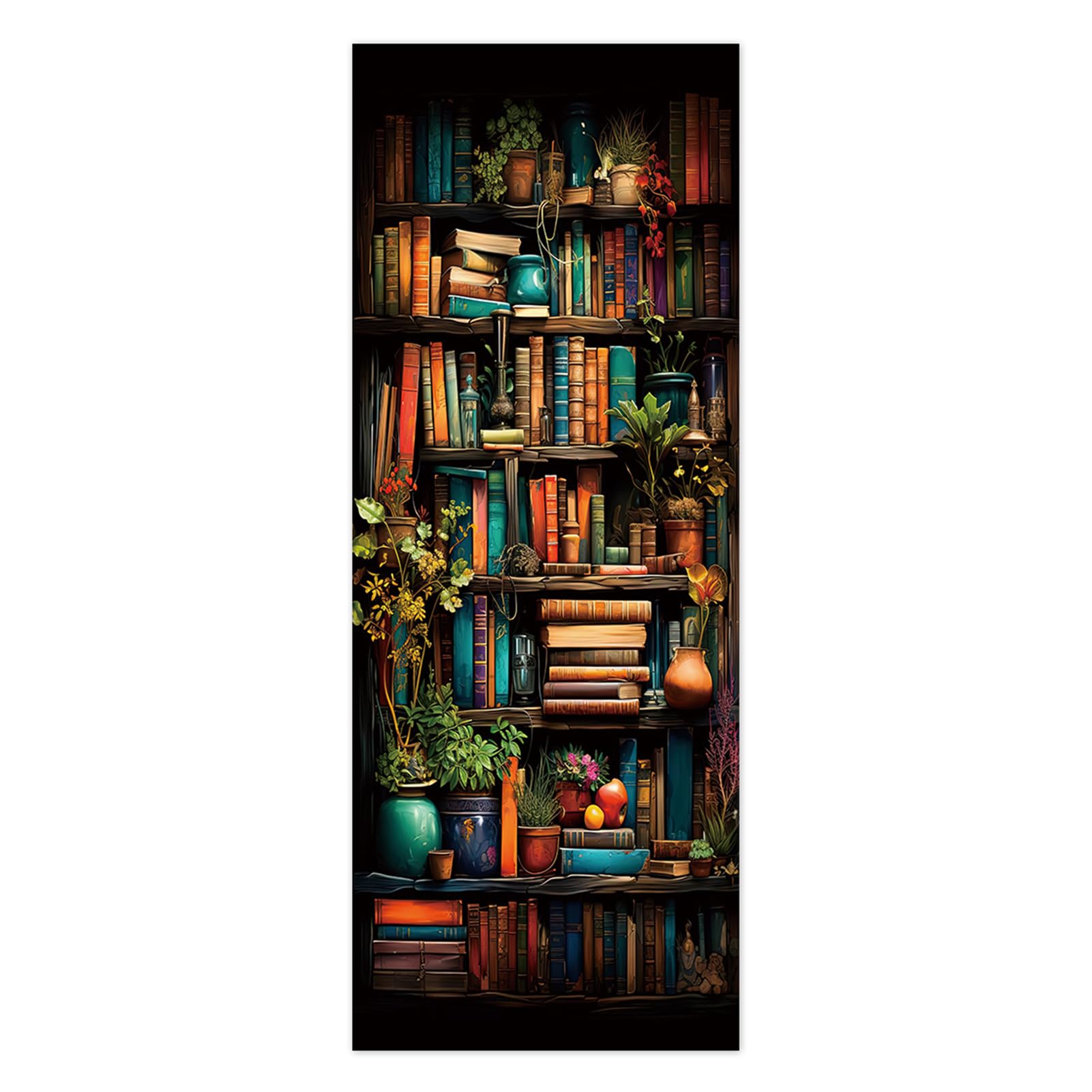 Targawerelax D Oor Stickers For Interior Oors Self Adhesive, Wall Sticker Ecal For Bedroom Home Ecor Waterproof, Removable Premium Vinyl Upgrade, Retro Bookshelf Books Bookcase Plants